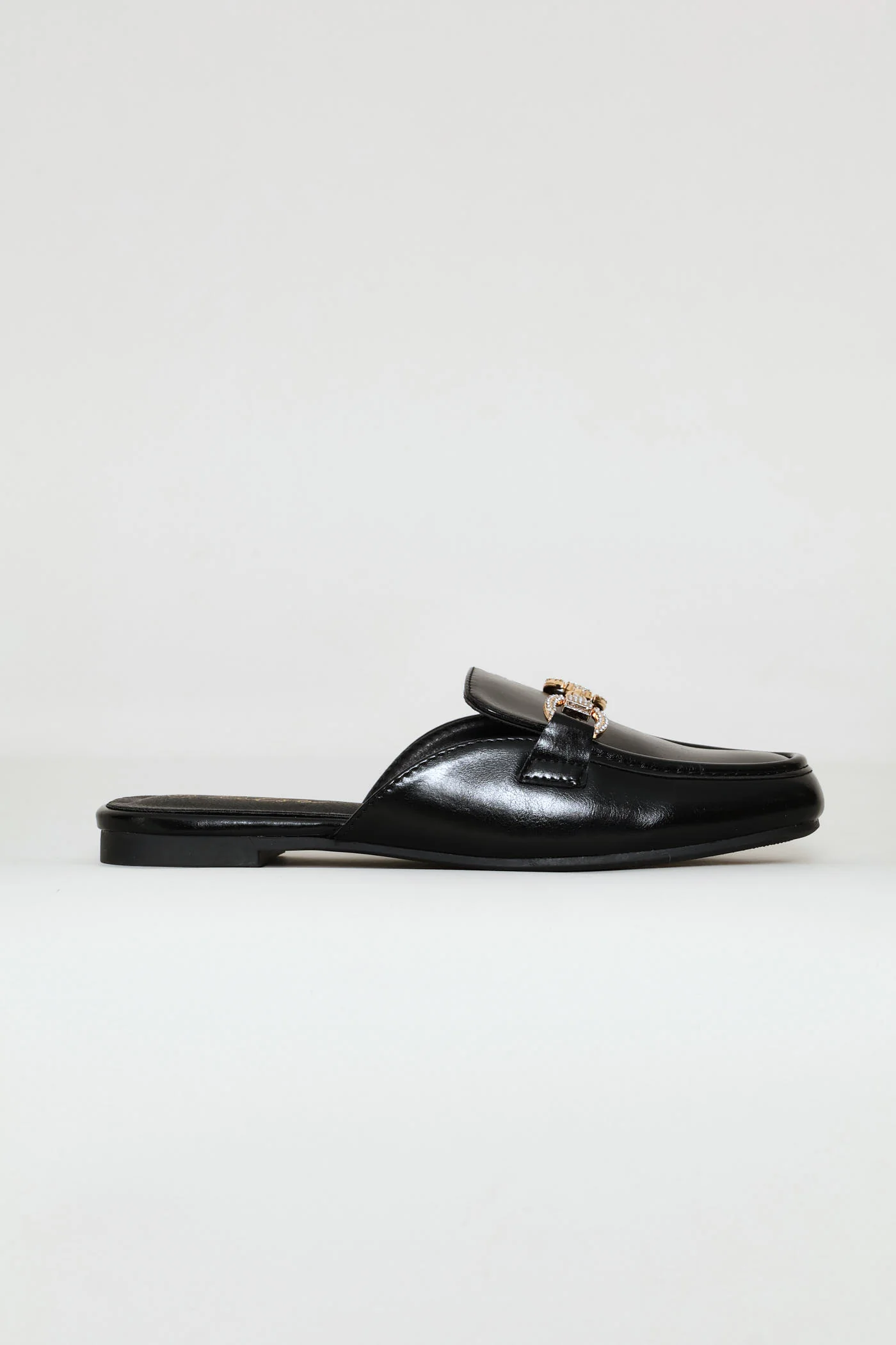 Square Toe Metal Trim Slip On - Black - Image 3