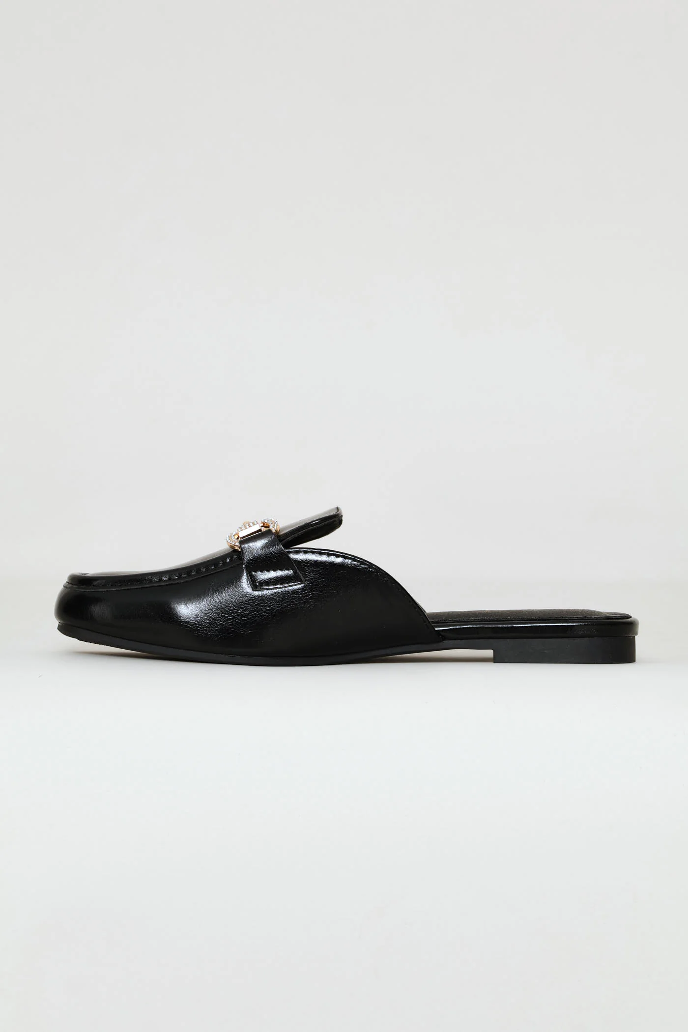 Square Toe Metal Trim Slip On - Black - Image 4