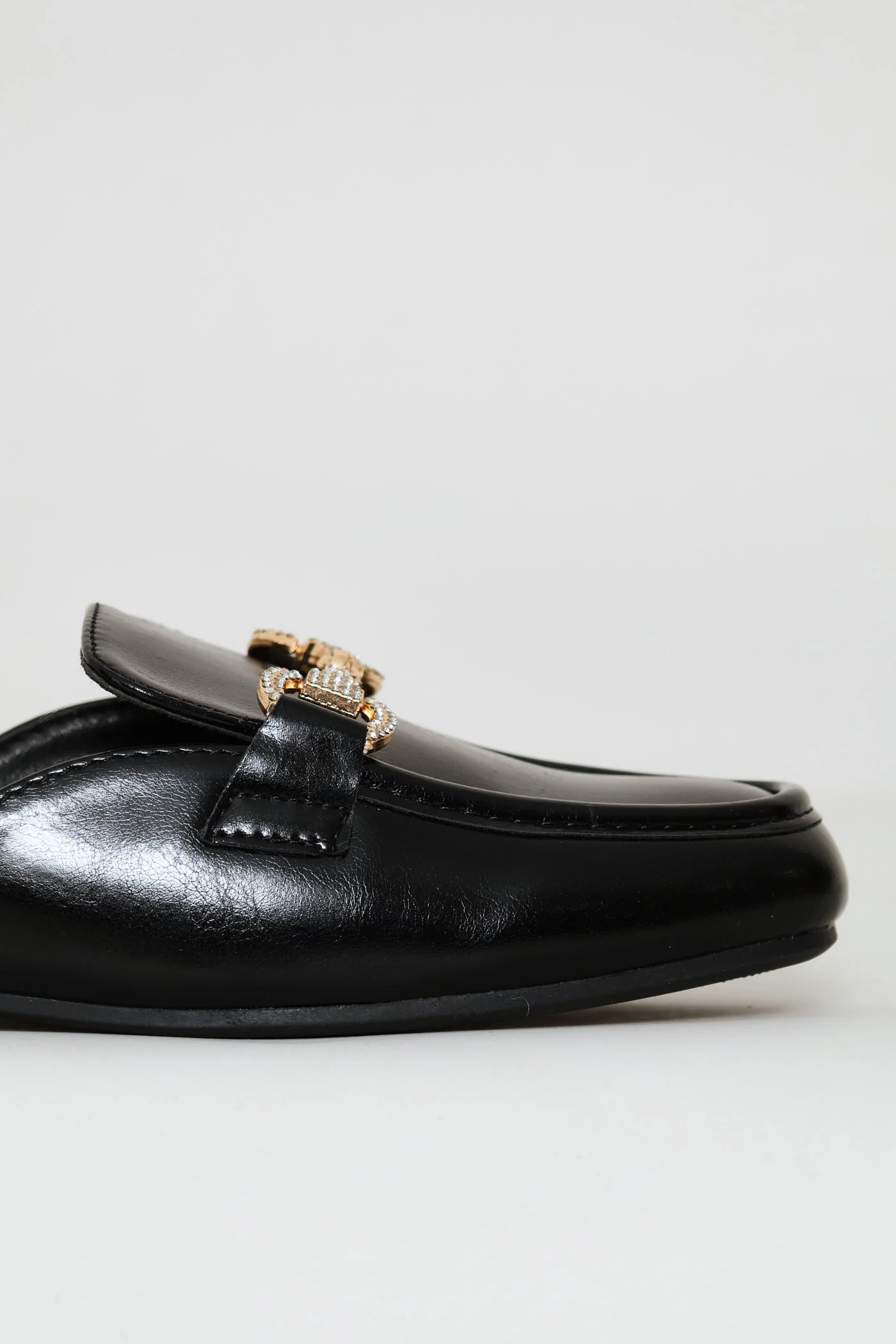 Square Toe Metal Trim Slip On - Black - Image 5