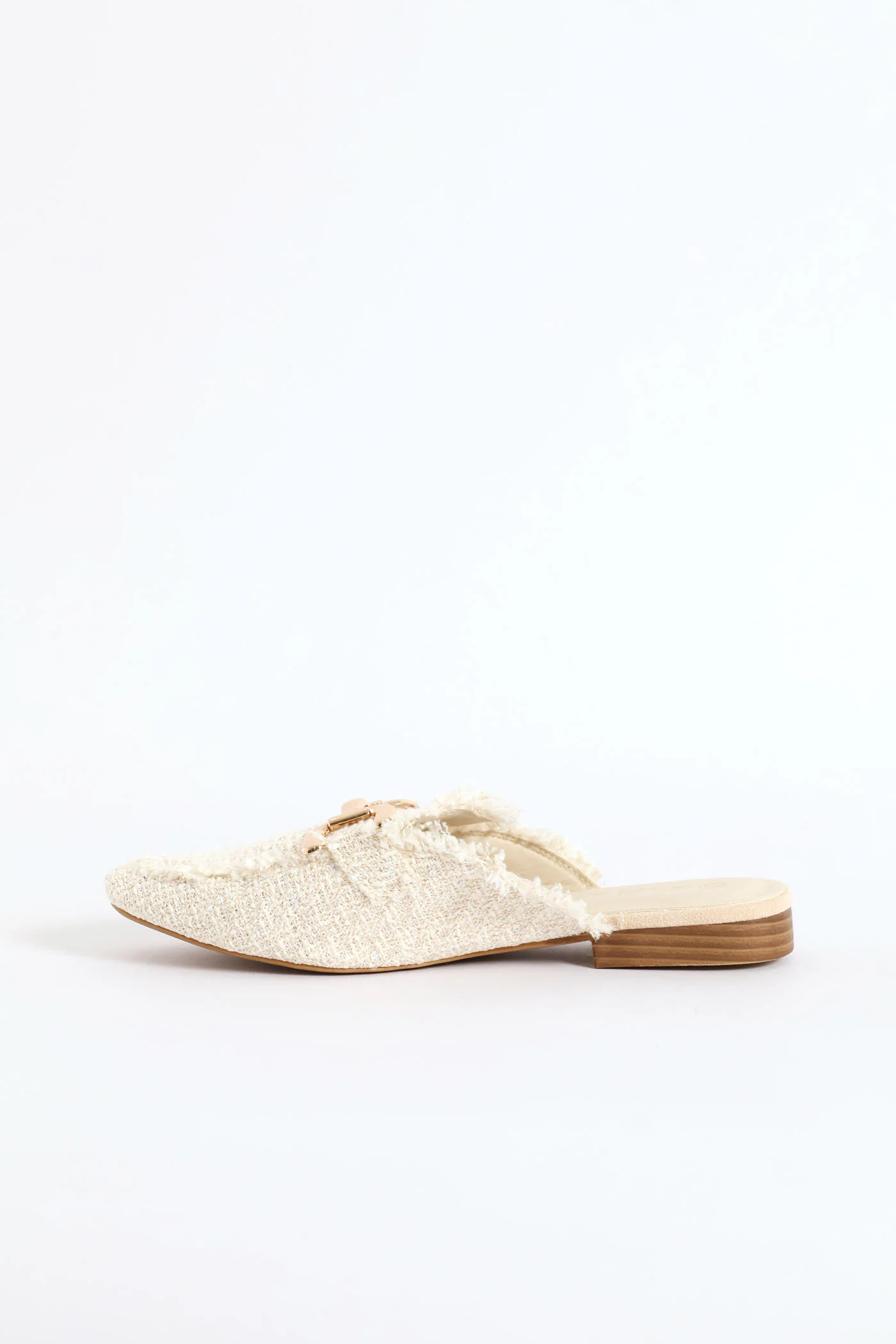 Square Toe Metal Trim Weave Loafer - Off White - Image 2