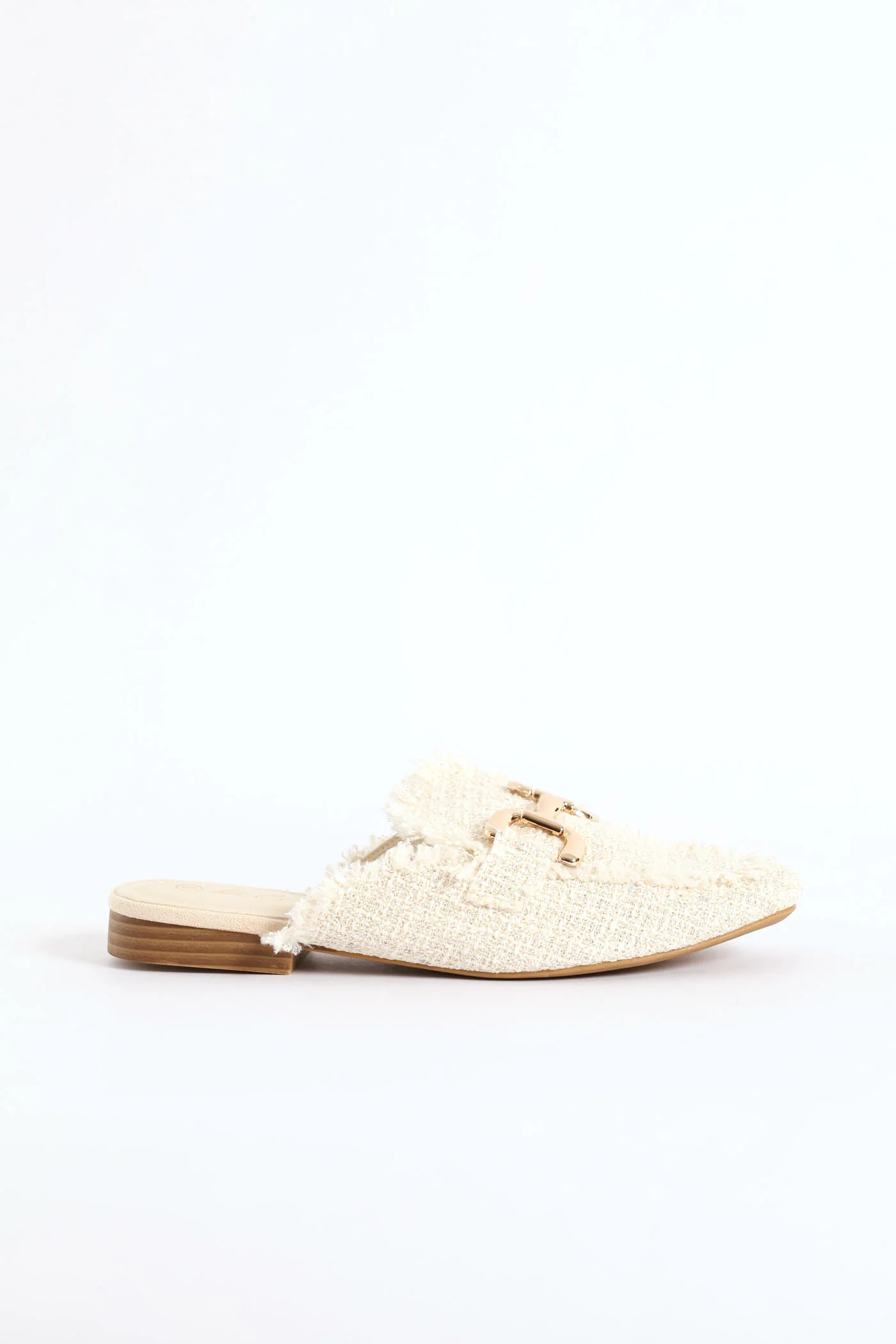 Square Toe Metal Trim Weave Loafer - Off White - Image 3