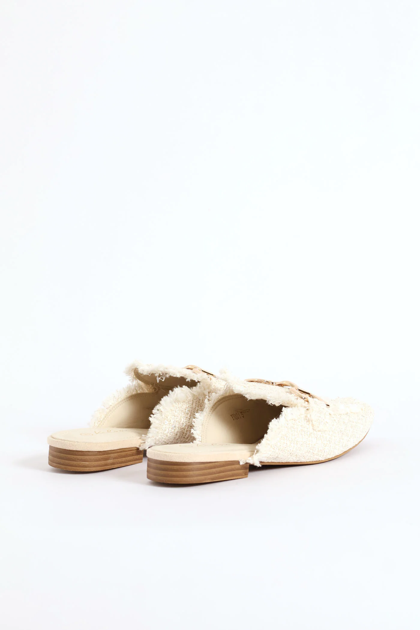 Square Toe Metal Trim Weave Loafer - Off White - Image 4