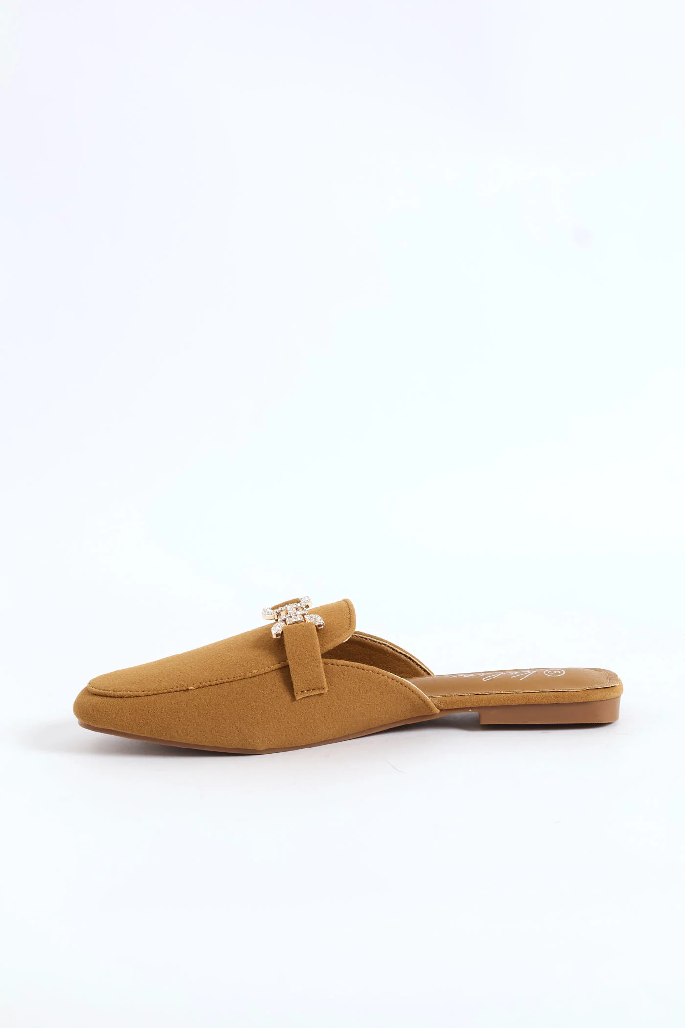 Square Toe Metal Trim Weave Mule Loafer - Taupe - Image 3