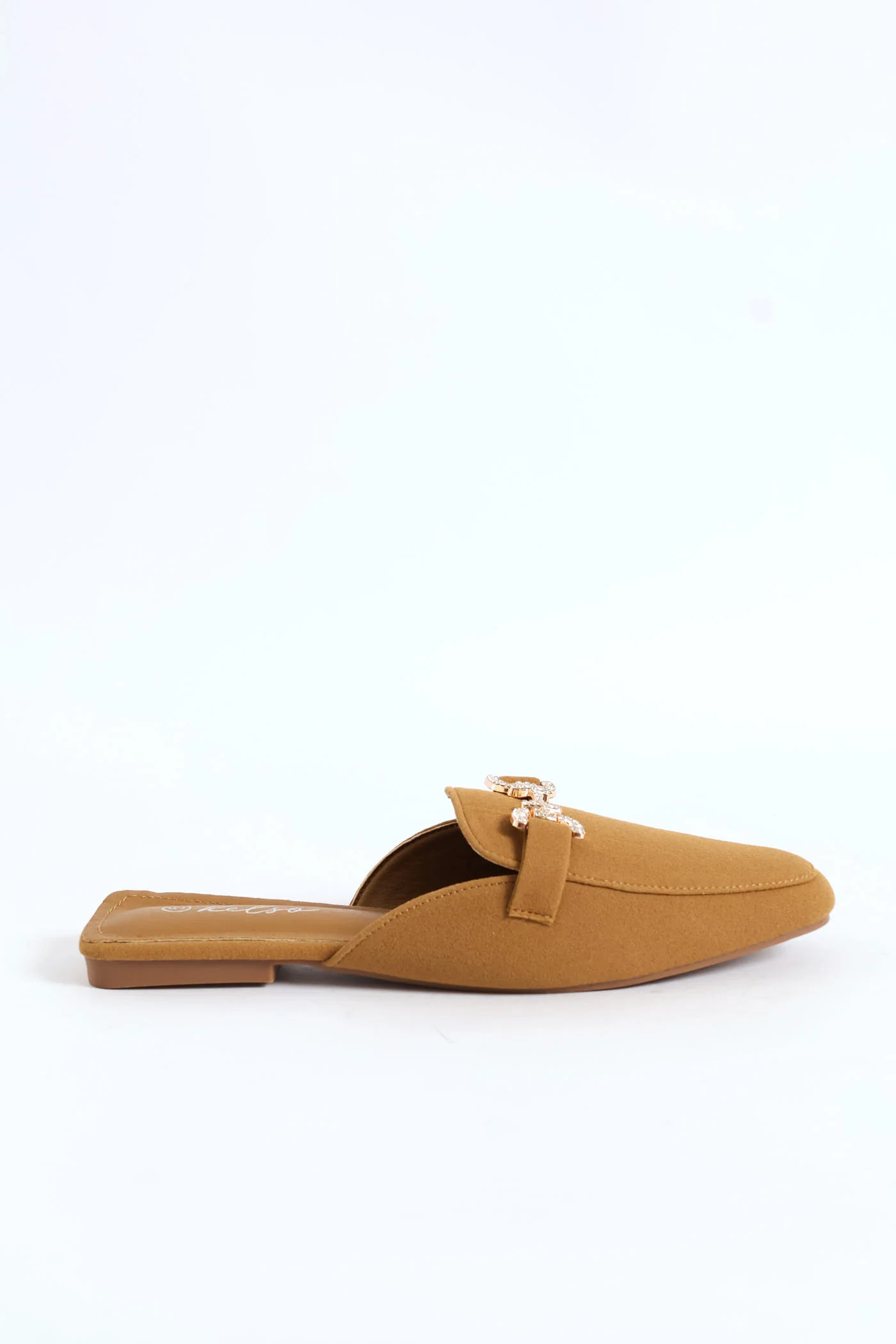 Square Toe Metal Trim Weave Mule Loafer - Taupe - Image 4