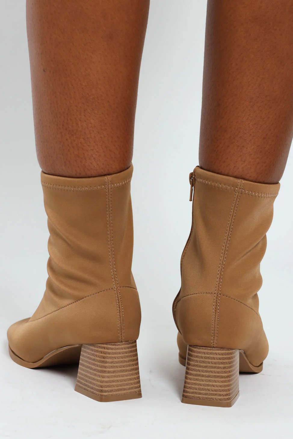 Square Toe Pull Up Ankle Boot - Beige - Image 10