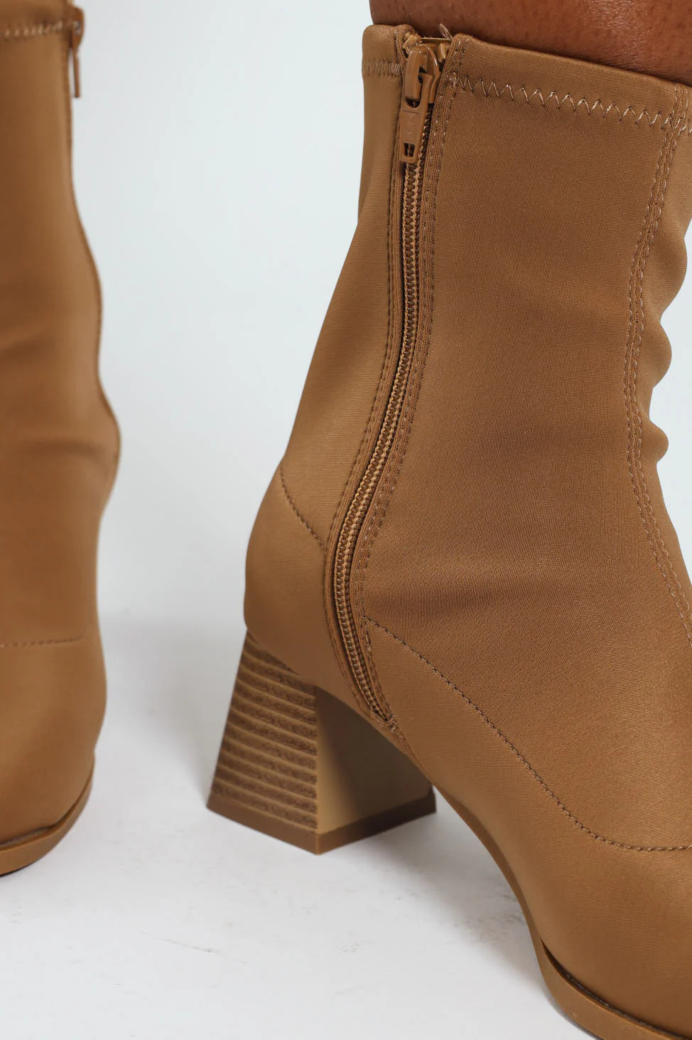 Square Toe Pull Up Ankle Boot - Beige - Image 2