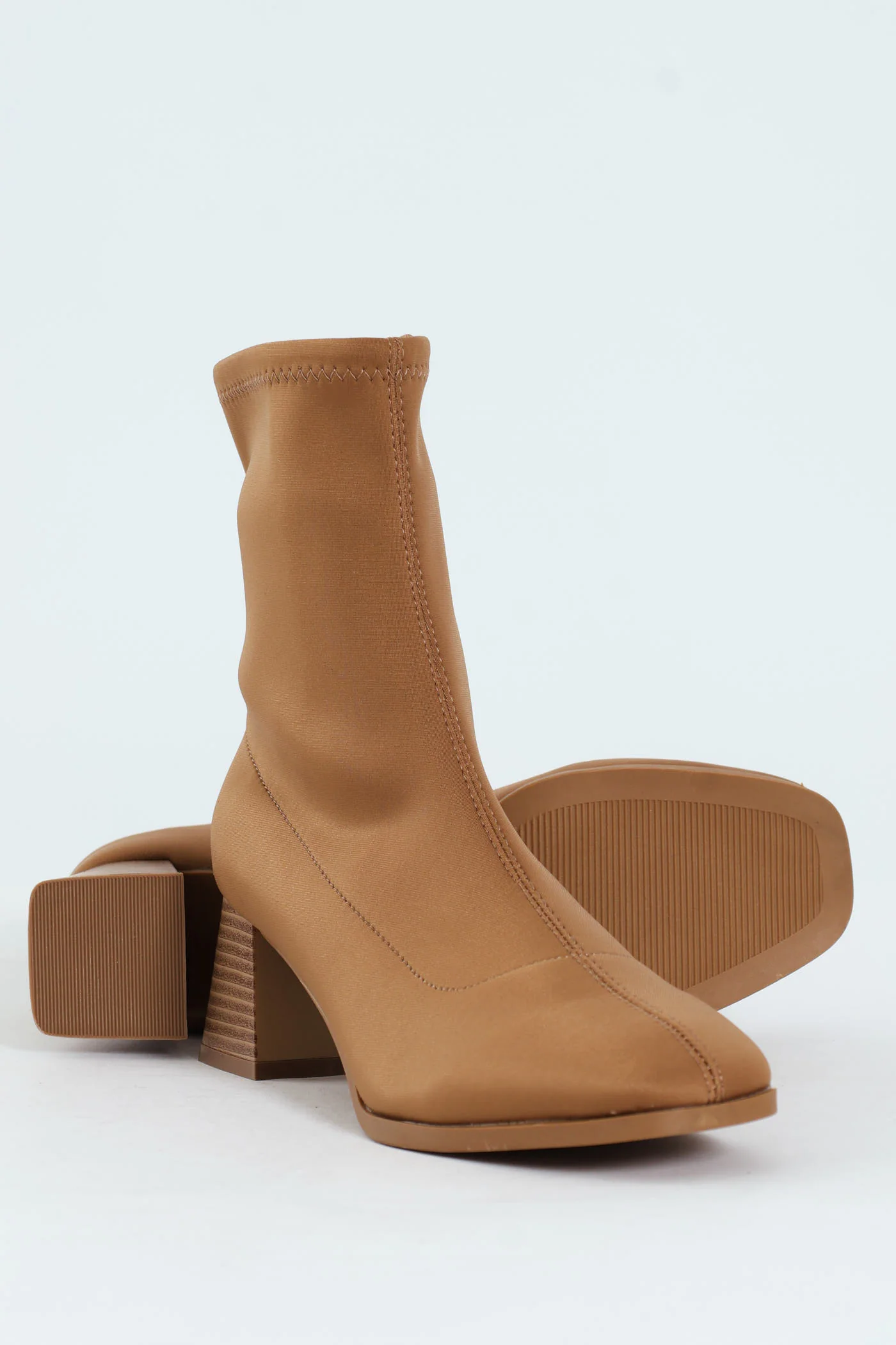 Square Toe Pull Up Ankle Boot - Beige - Image 7