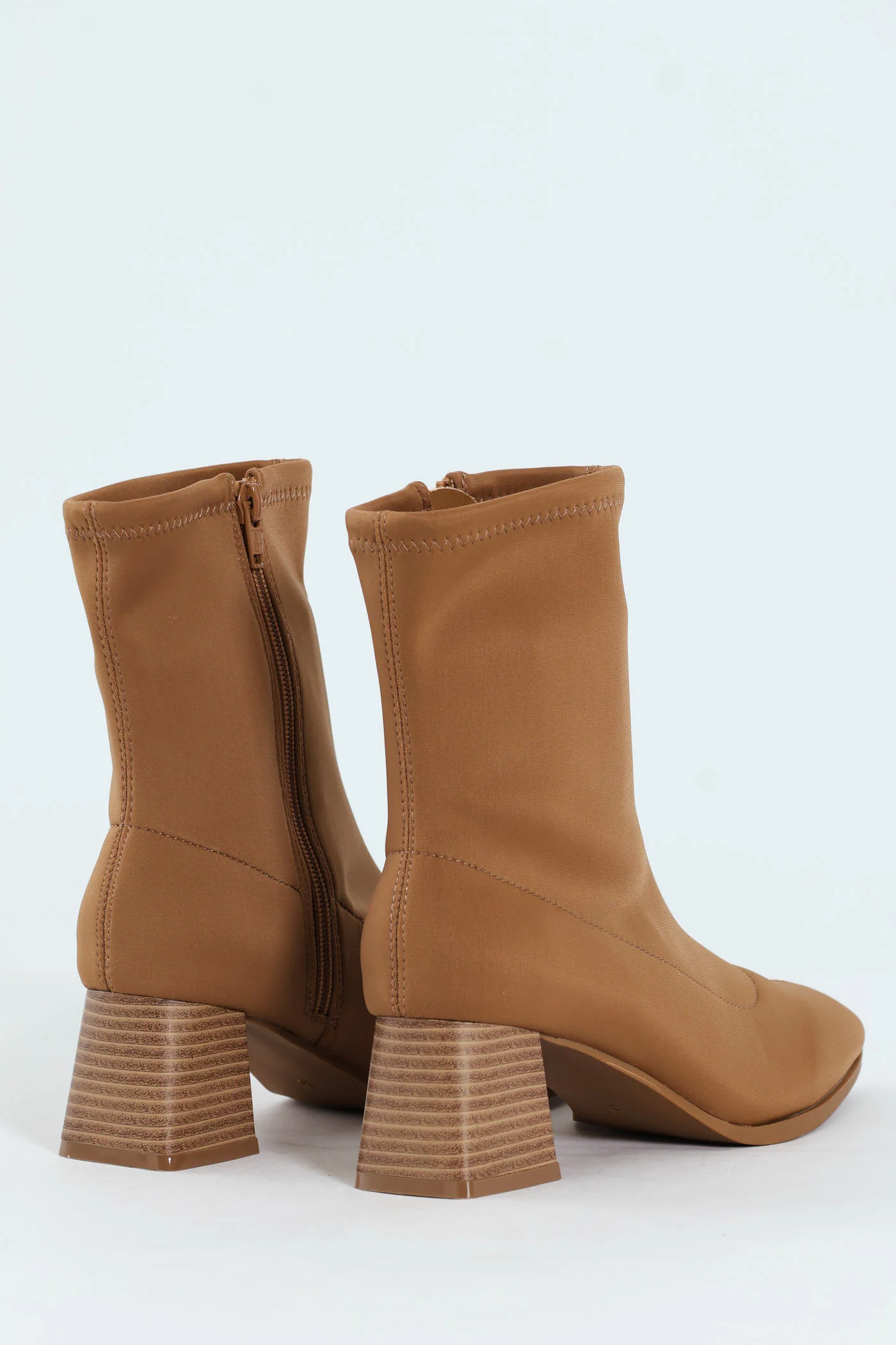 Square Toe Pull Up Ankle Boot - Beige - Image 9