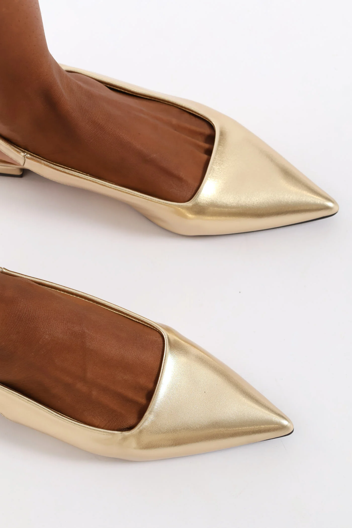 Square Vamp Pointy Slingback - Gold - Image 3