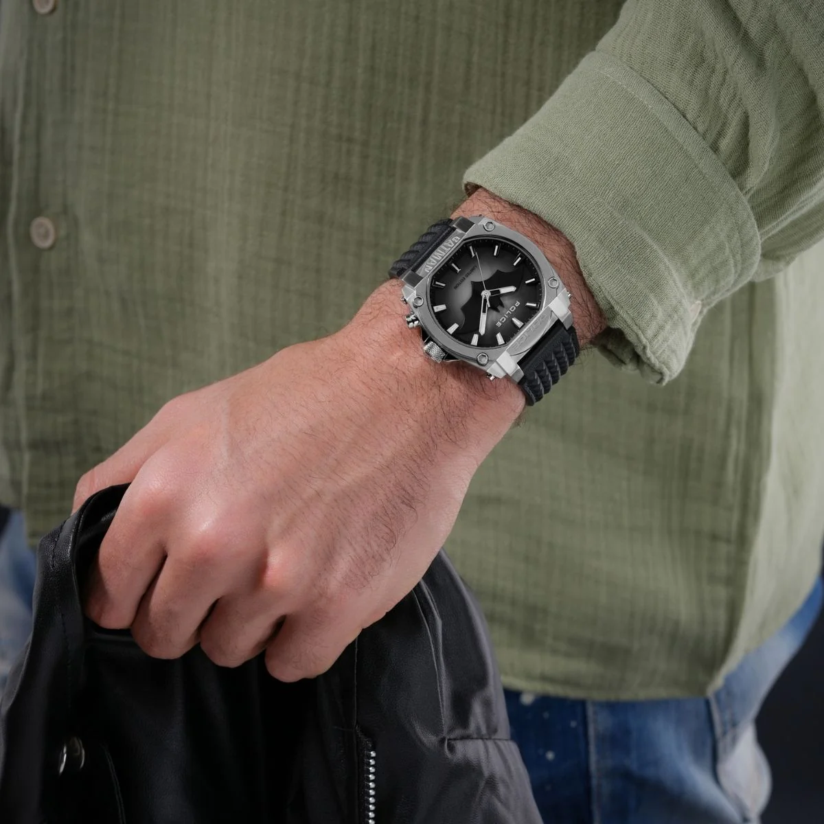 Stainless Steel Case & Black Dial "BATMAN" Watch With Led Back Light - Image 5