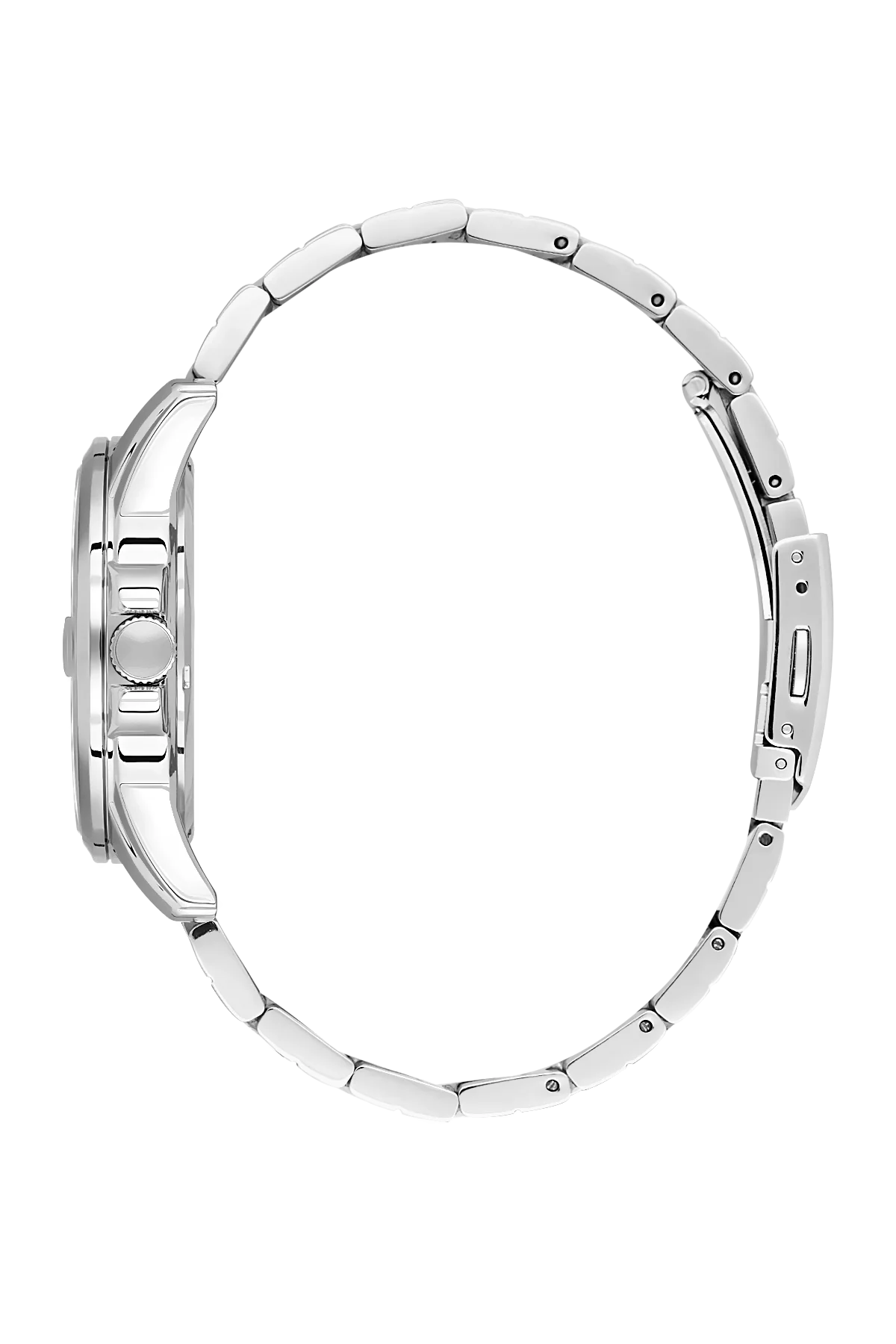 Stainless Steel Case & Black Dial Watch With Stainless Steel Bracelet - Silver - Image 2