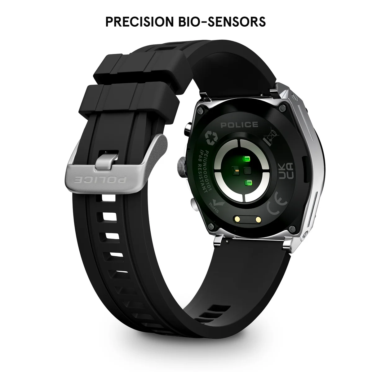 Stainless Steel Case & LED Screen Smart Watch With Rubber Strap - Black - Image 5