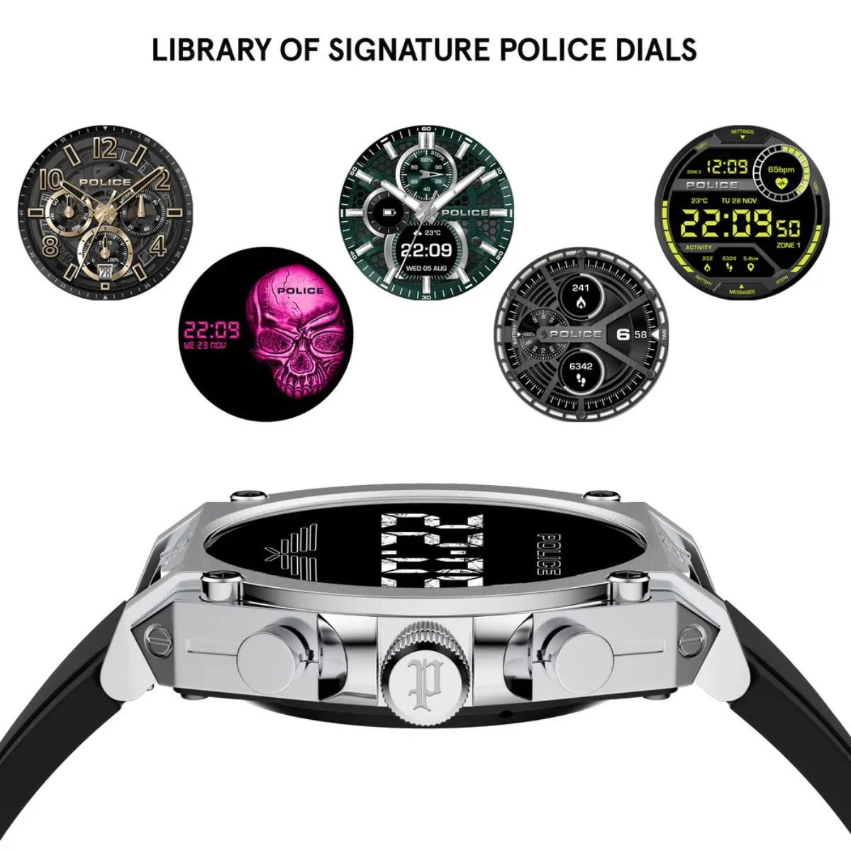 Stainless Steel Case & LED Screen Smart Watch With Rubber Strap - Black - Image 7