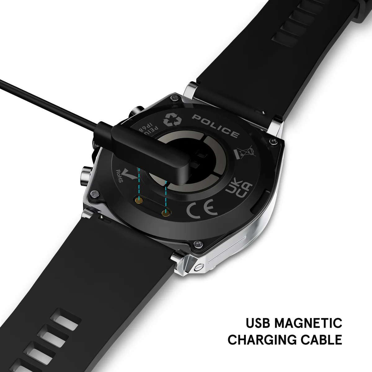 Stainless Steel Case & LED Screen Smart Watch With Rubber Strap - Black - Image 8