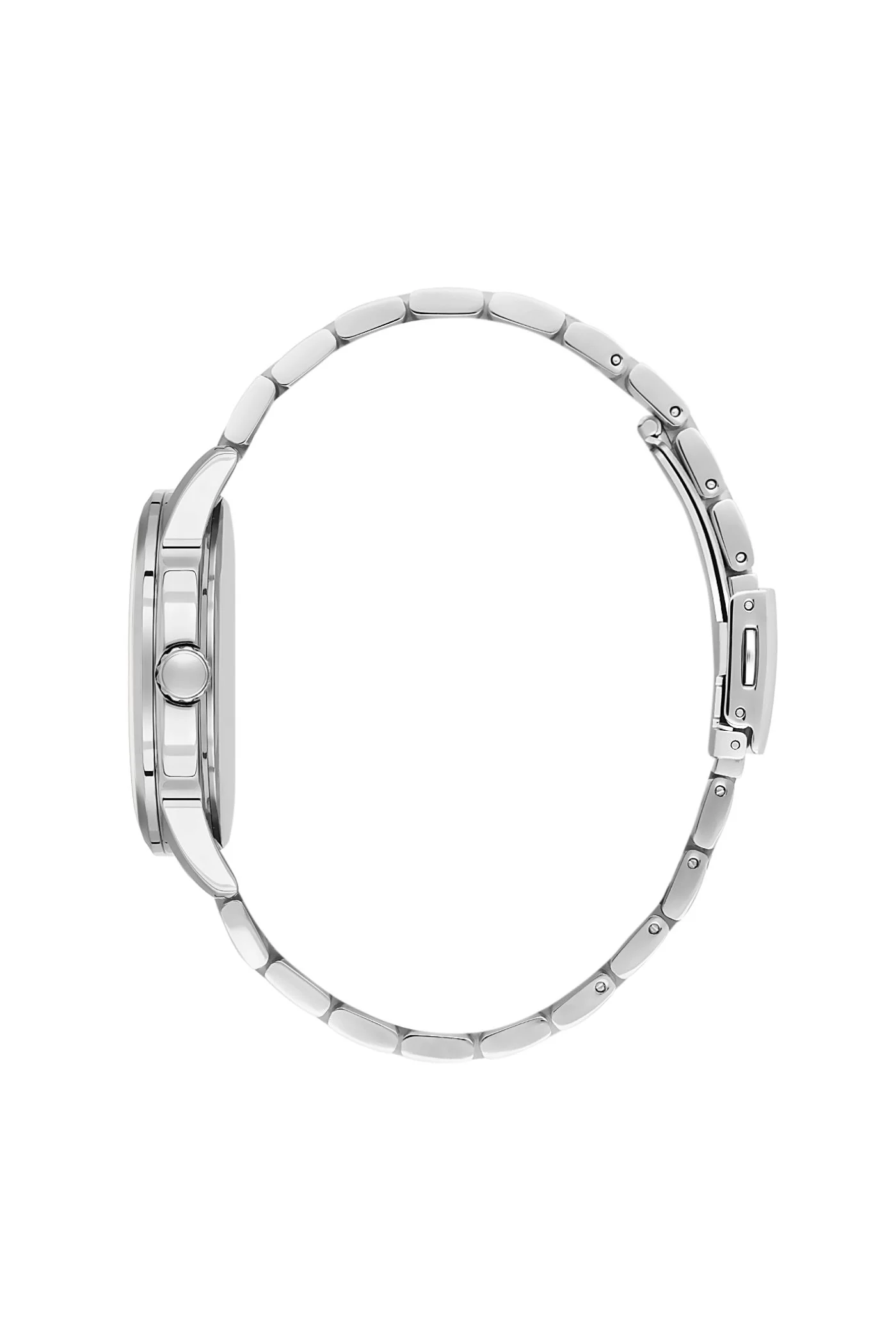 Stainless Steel Case Black Dial Bracelet Watch - Silver - Image 2