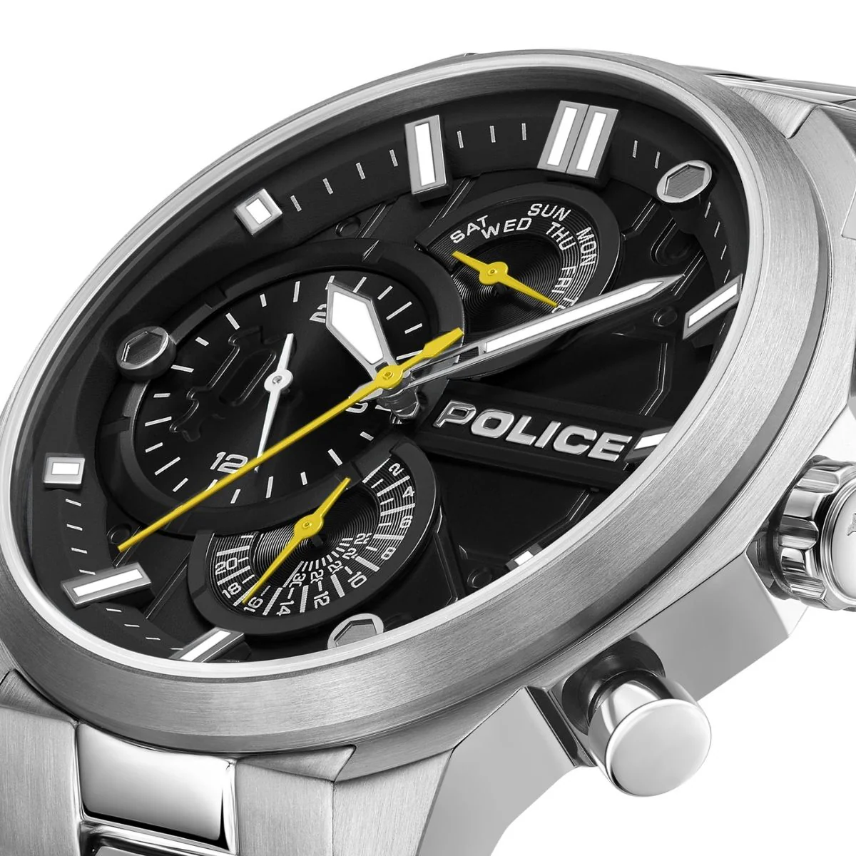 Stainless Steel Case With Black Dial & Steel Bracelet Strap Watch - Silver - Image 4