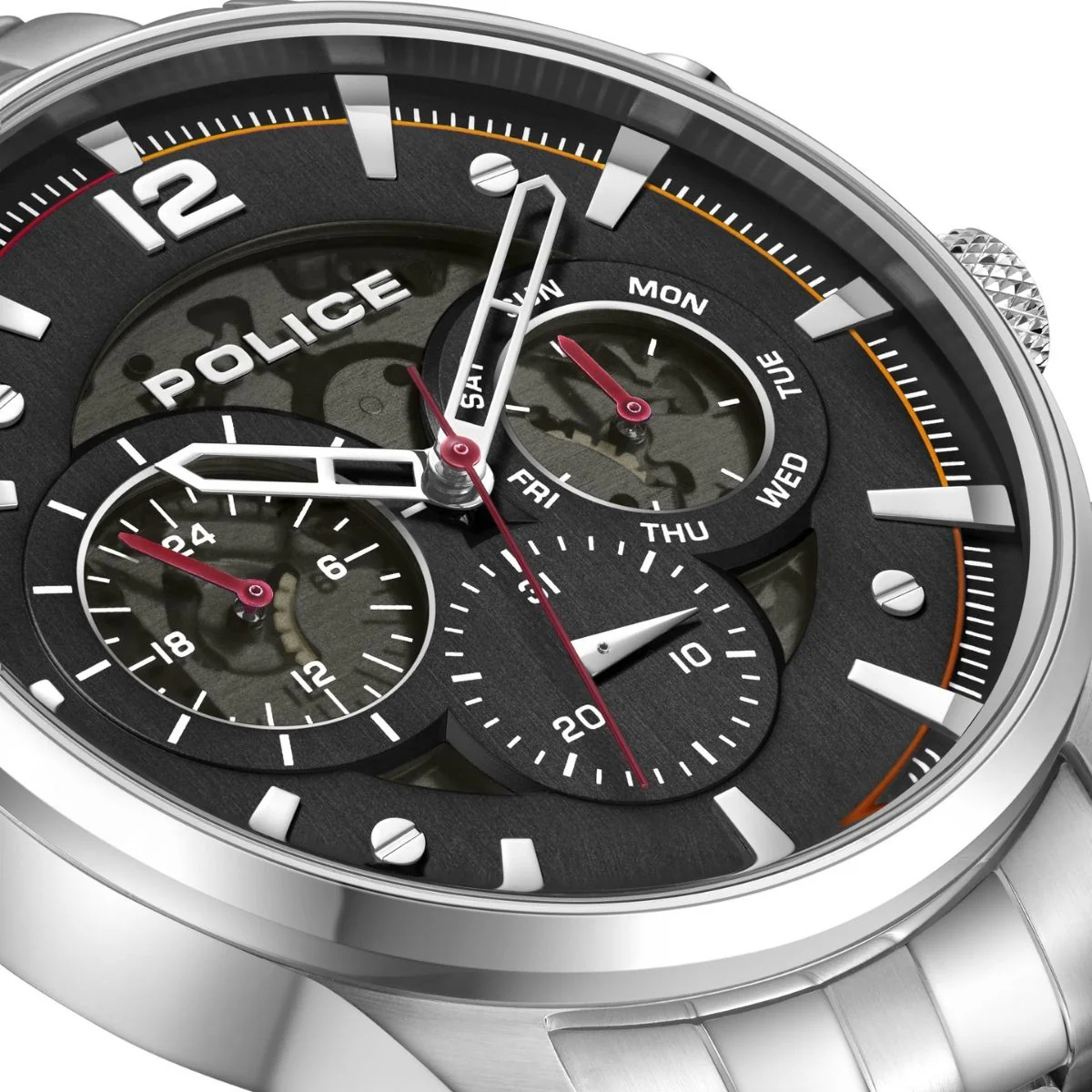 Stainless Steel Case With Black Dial & Steel Bracelet Strap Watch - Silver - Image 3
