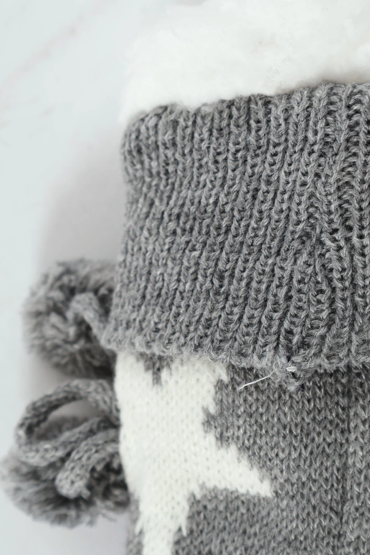 Star Knit Bed Socks - White/Grey - Image 5