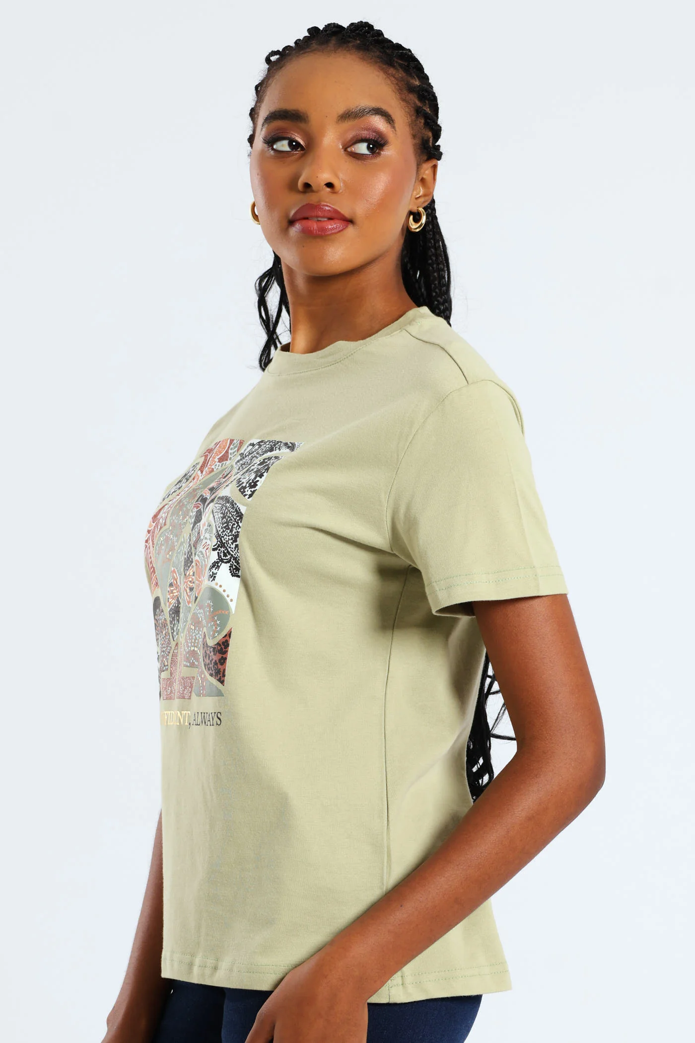 Stay Confident Paisley Frame Tee - Pistachio Green - Image 2