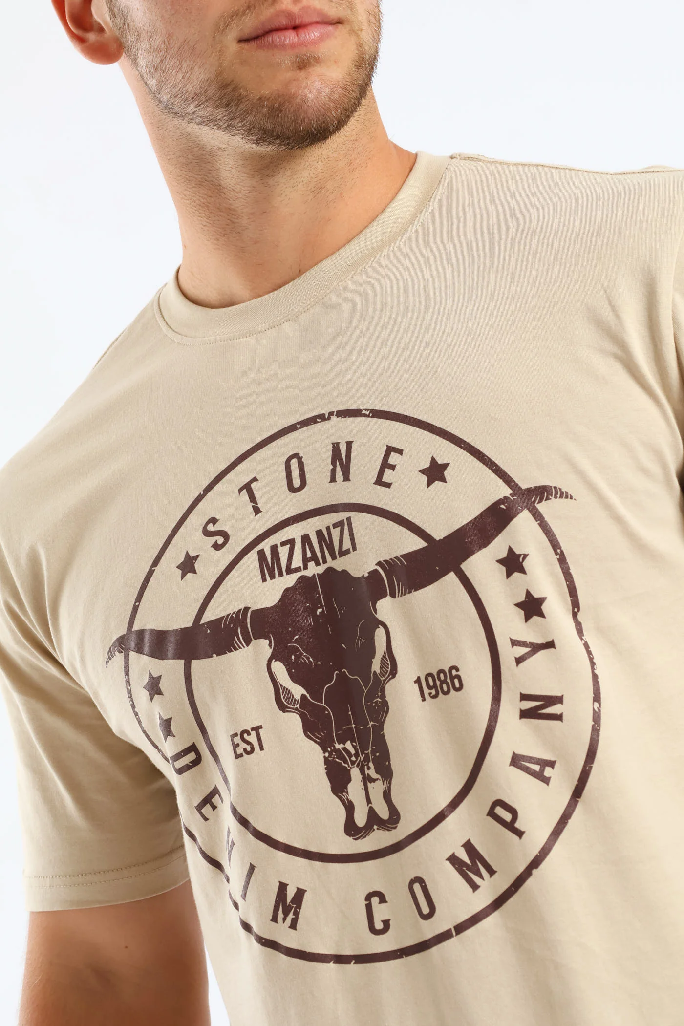 Steer Print Tee - Stone - Image 2