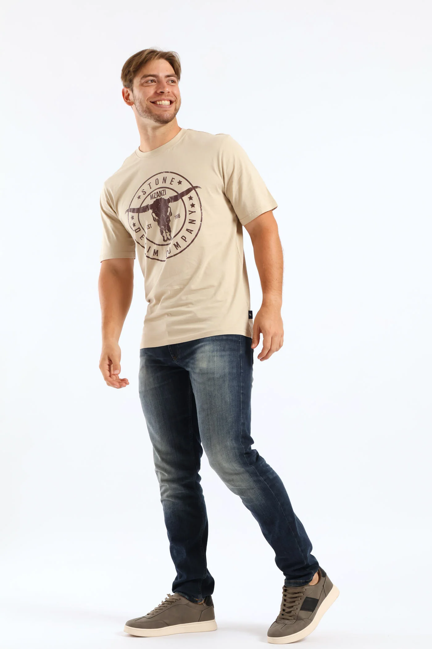 Steer Print Tee - Stone - Image 5