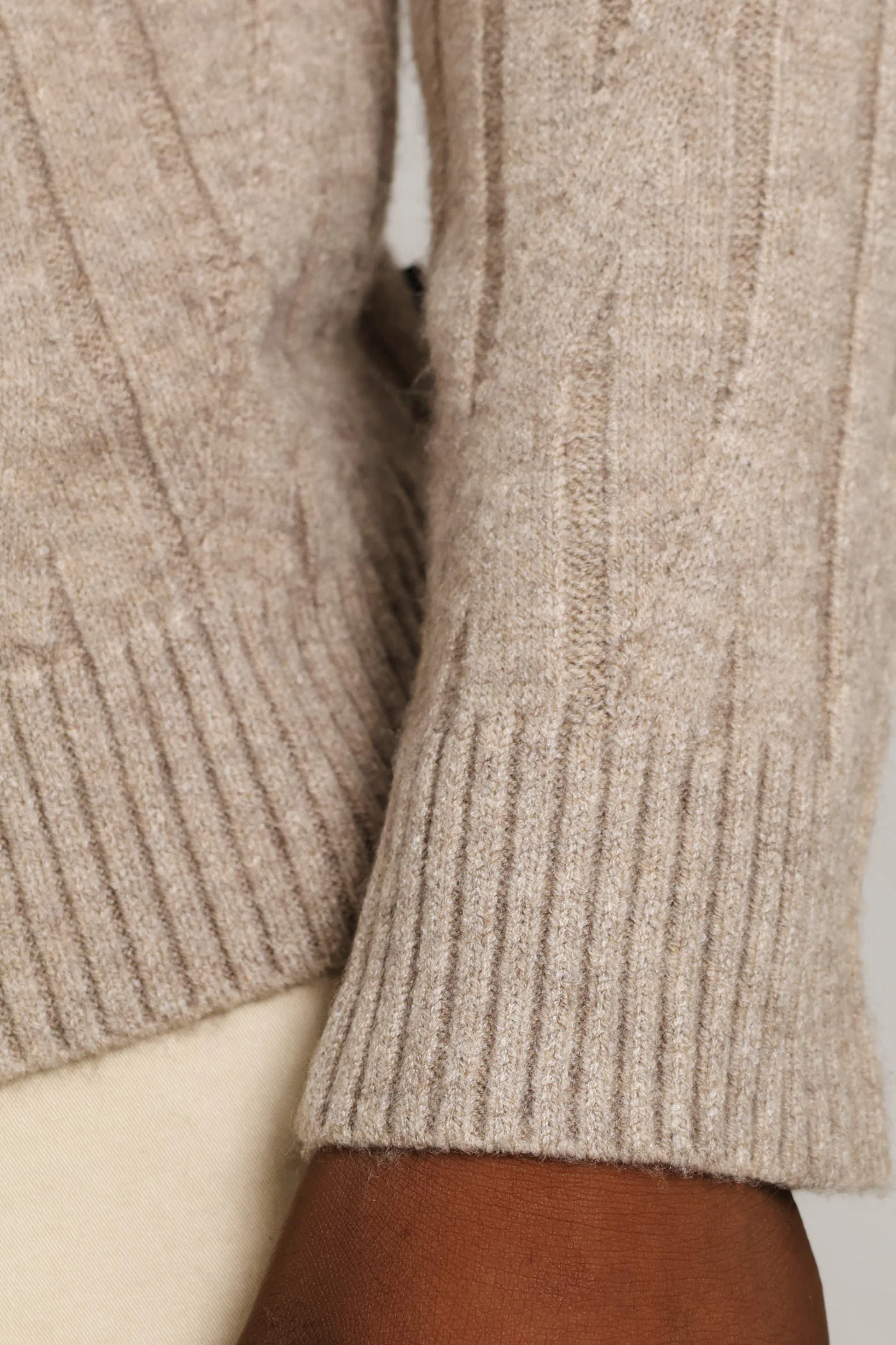 Stitch 1/4 Zip Knitwear - Taupe - Image 5