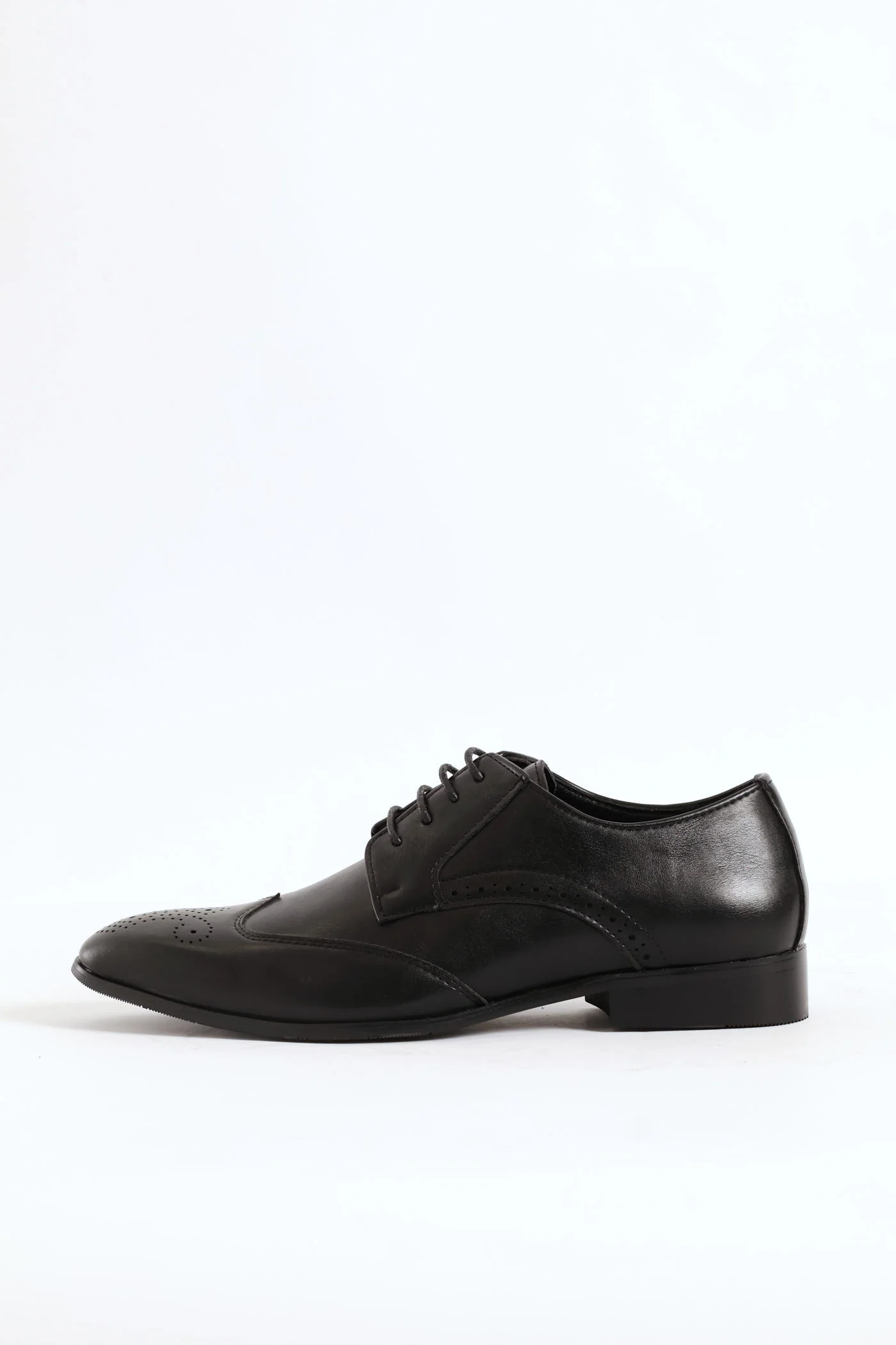 Stitched Wing Detail Lace Up Derby Shoe - Black - Image 5