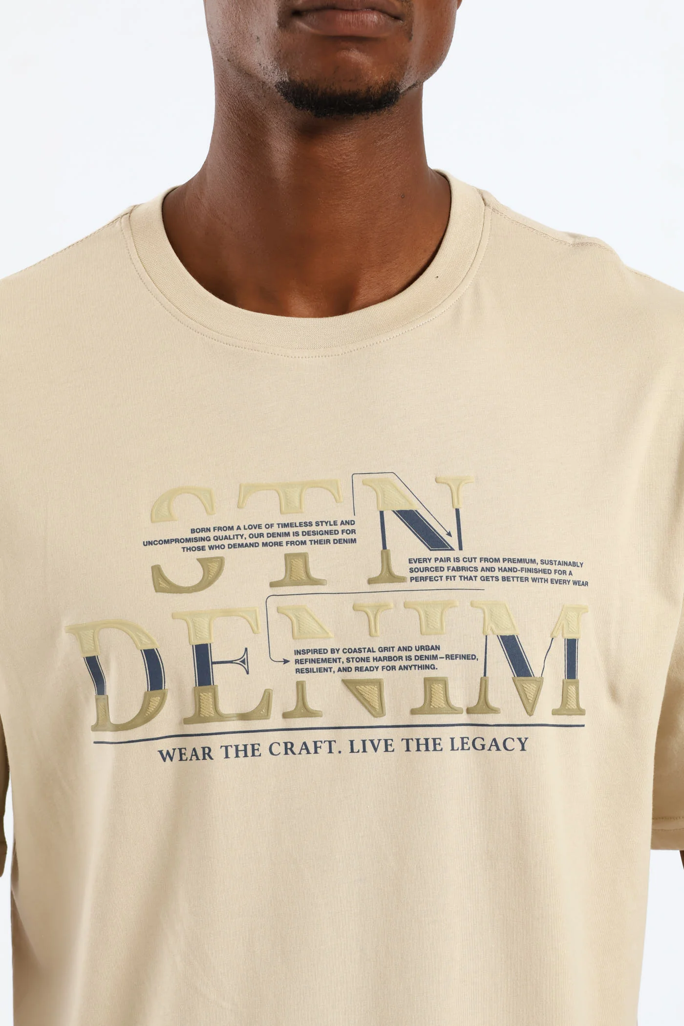 Stn Denim Tee - Stone - Image 2