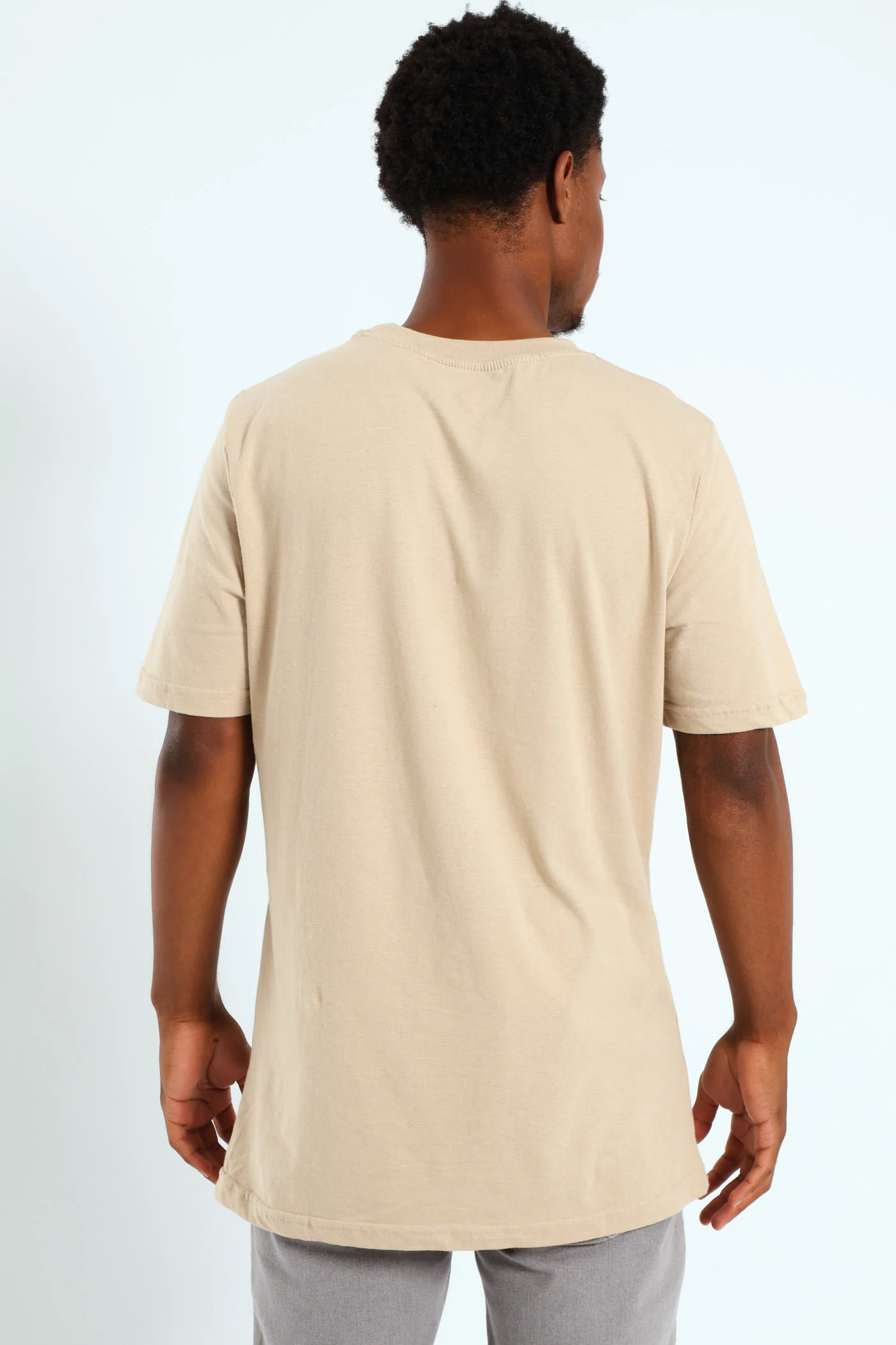 Two Colour Front Print T-Shirt - Stone - Image 3
