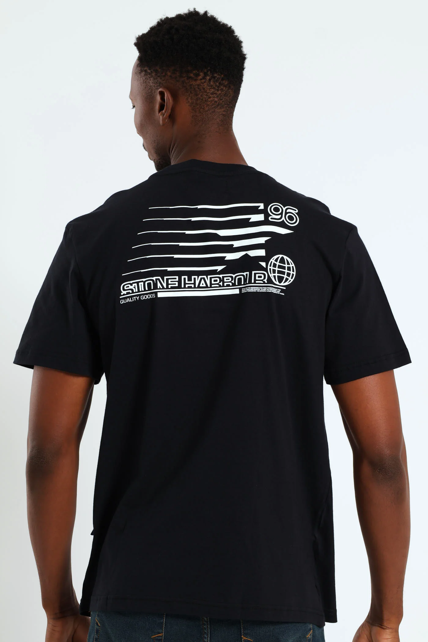 Stone Denim Front & Back Print Tee - Black - Image 2