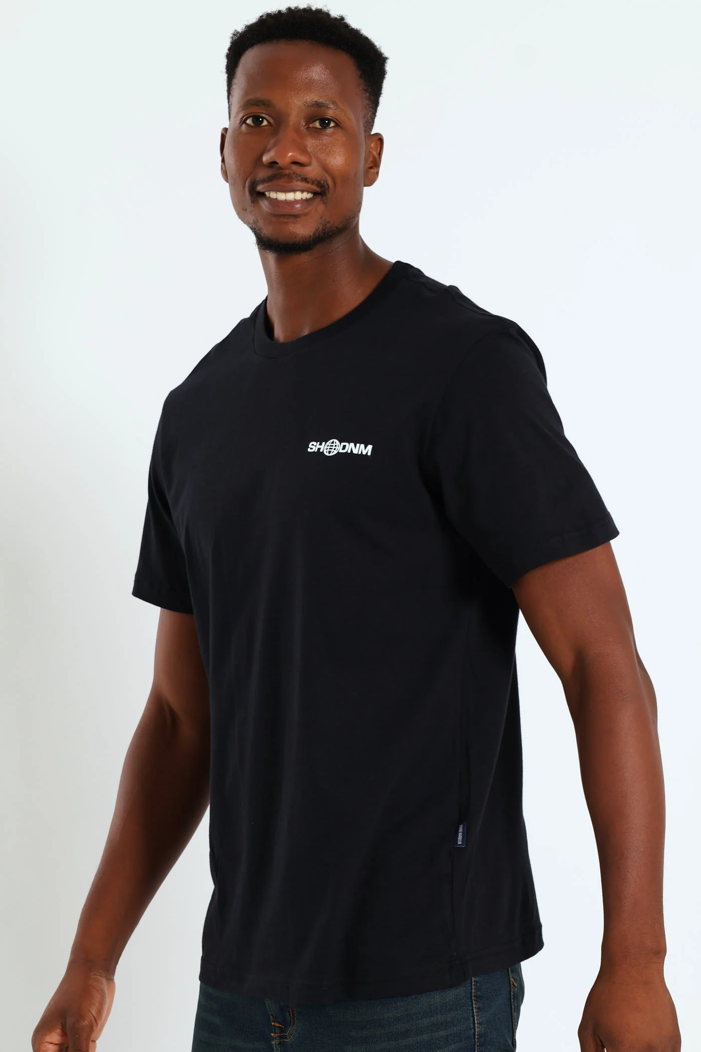 Stone Denim Front & Back Print Tee - Black - Image 3