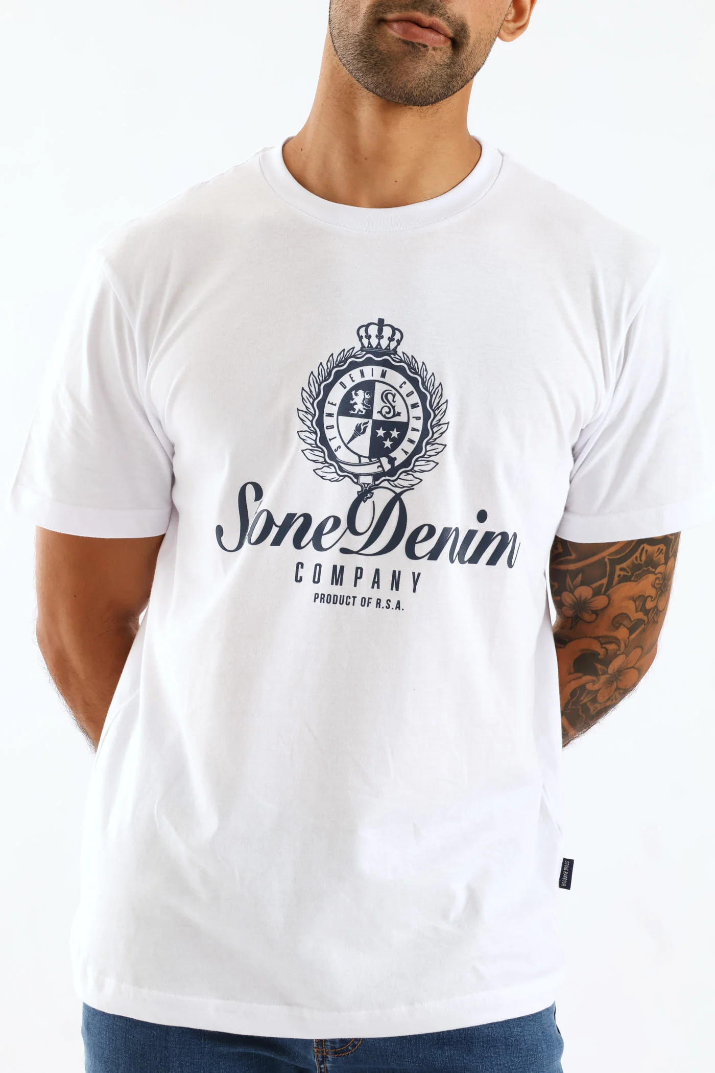 Stone Denim HD Print Tee - White - Image 2