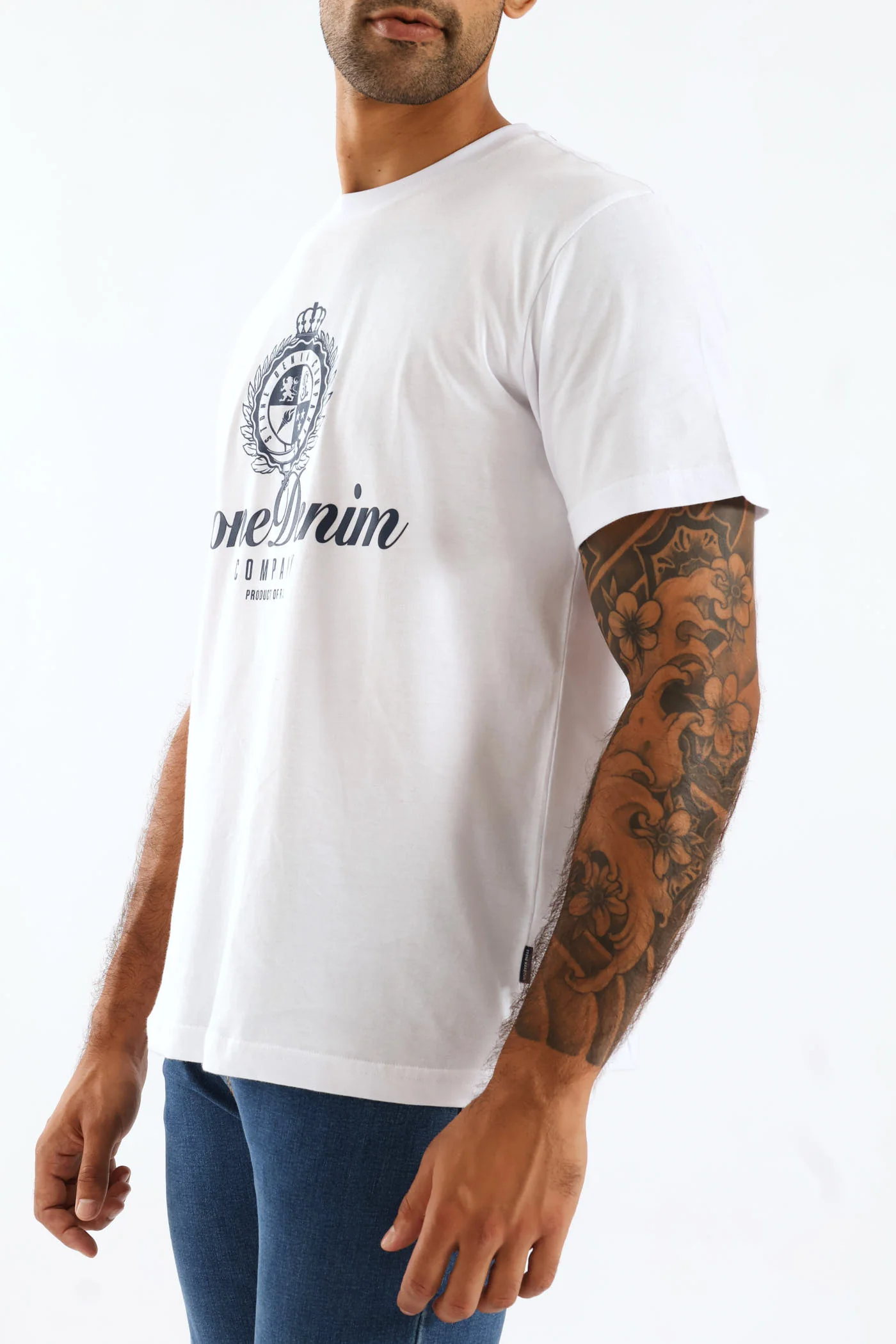 Stone Denim HD Print Tee - White - Image 3