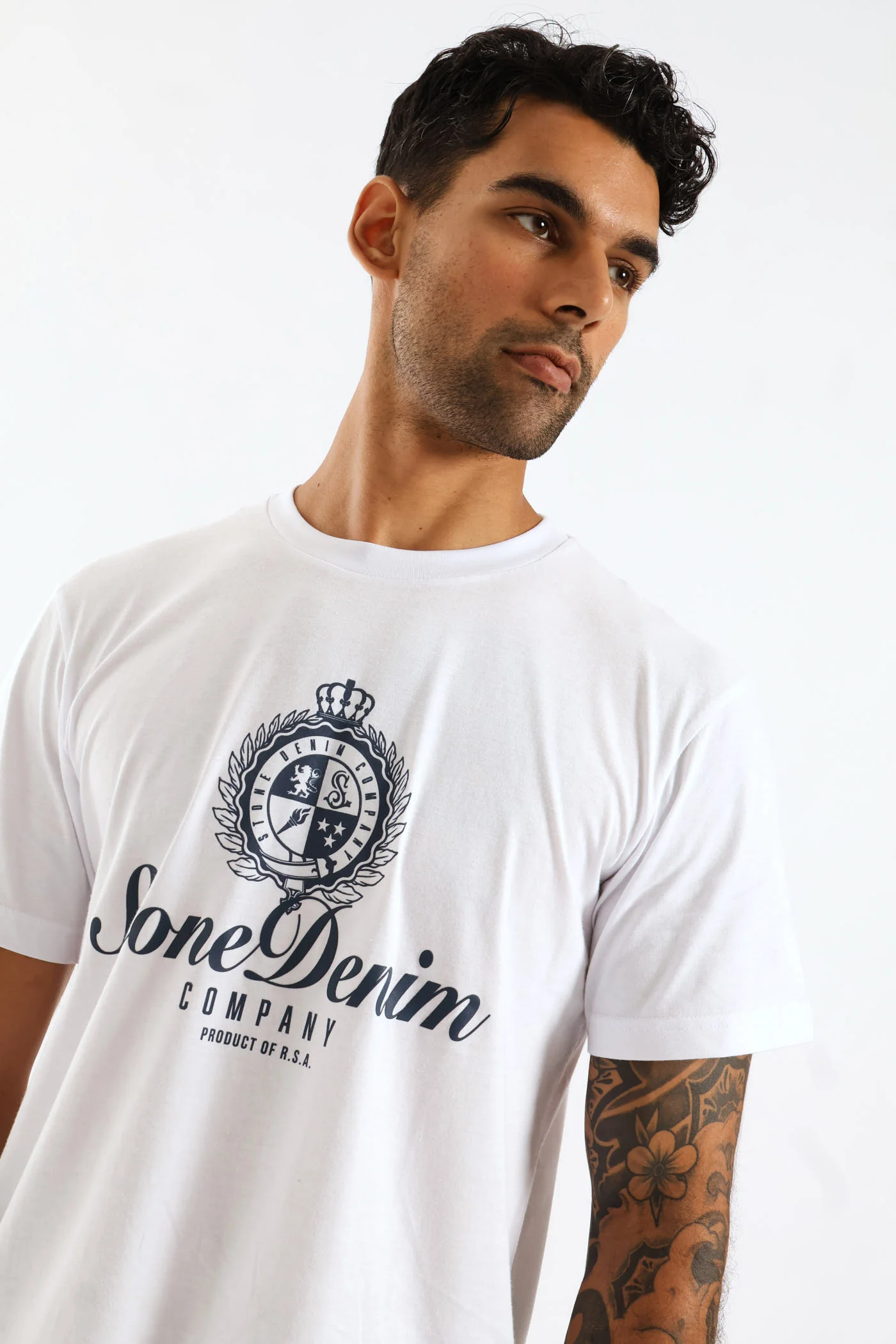 Stone Denim HD Print Tee - White - Image 5