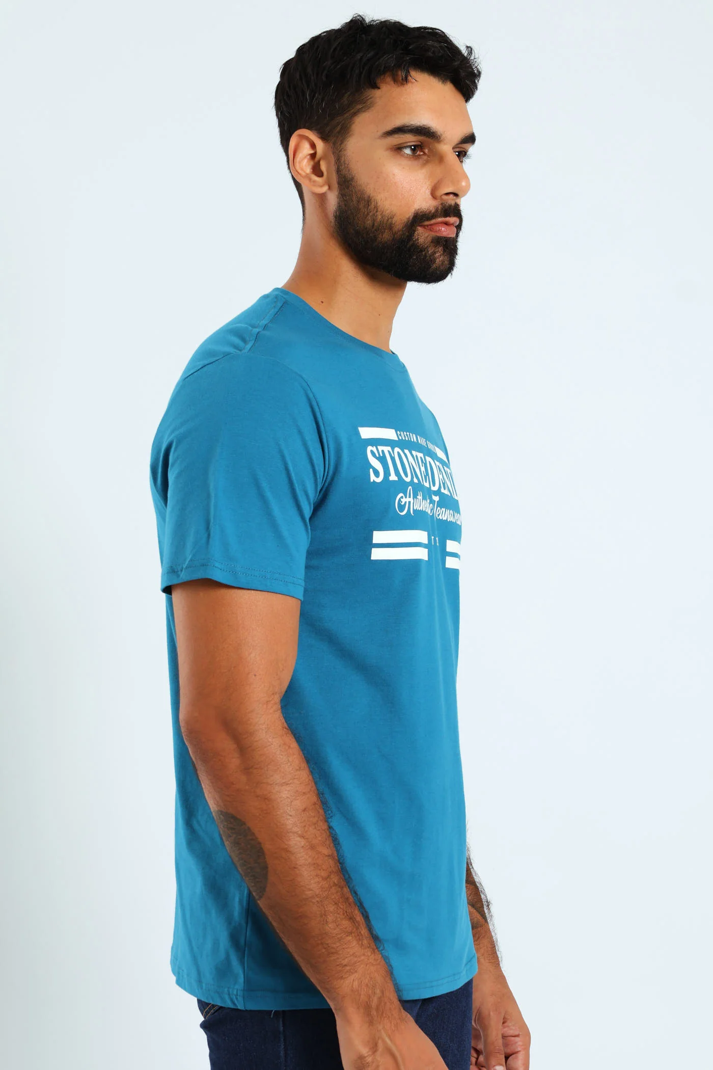 Stone Denim Premium Jeans Print Tee - Teal - Image 2
