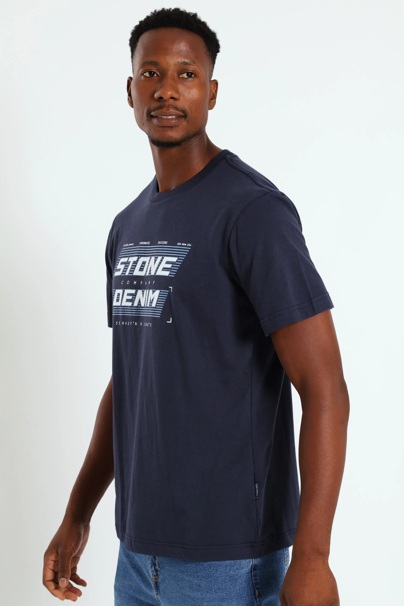 Stone Dnmco Print Tee - Navy - Image 2