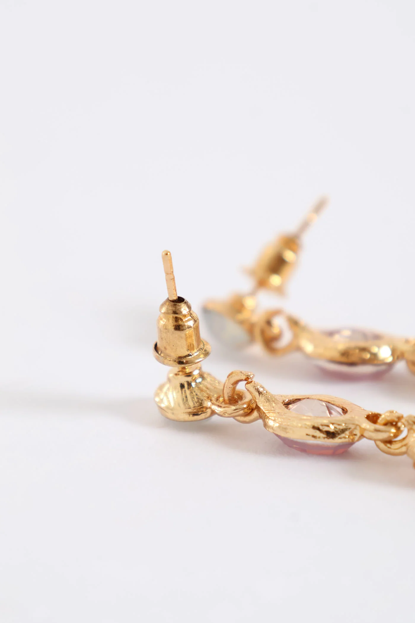 Stone Drop Earring - Gold/Pink - Image 2