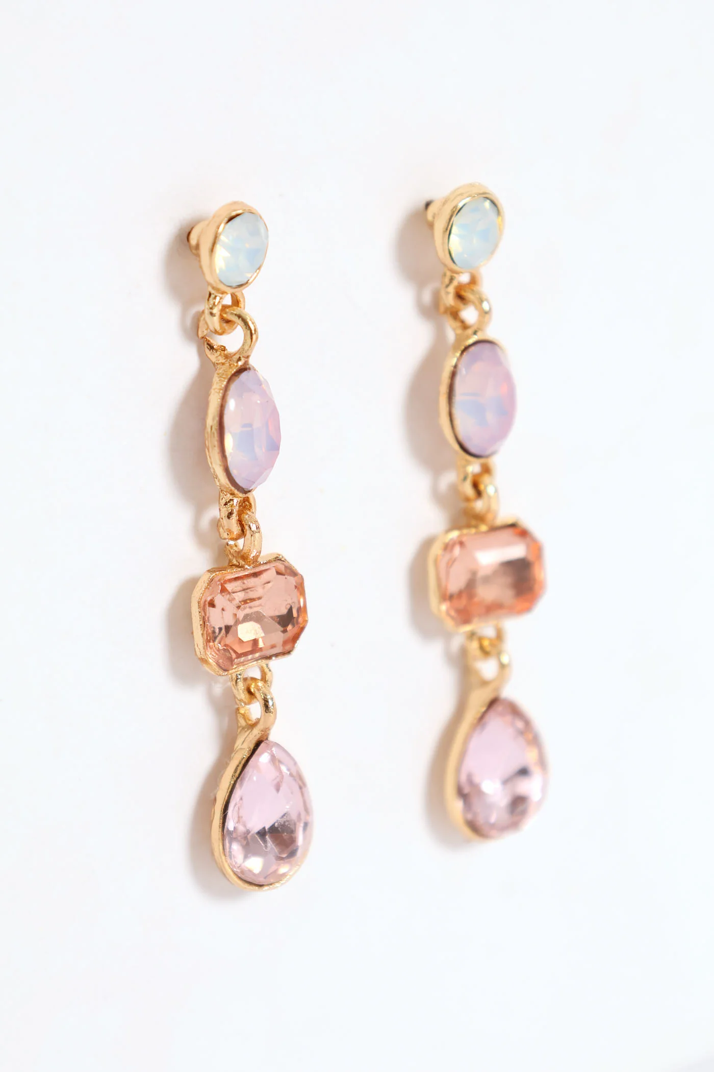 Stone Drop Earring - Gold/Pink - Image 3