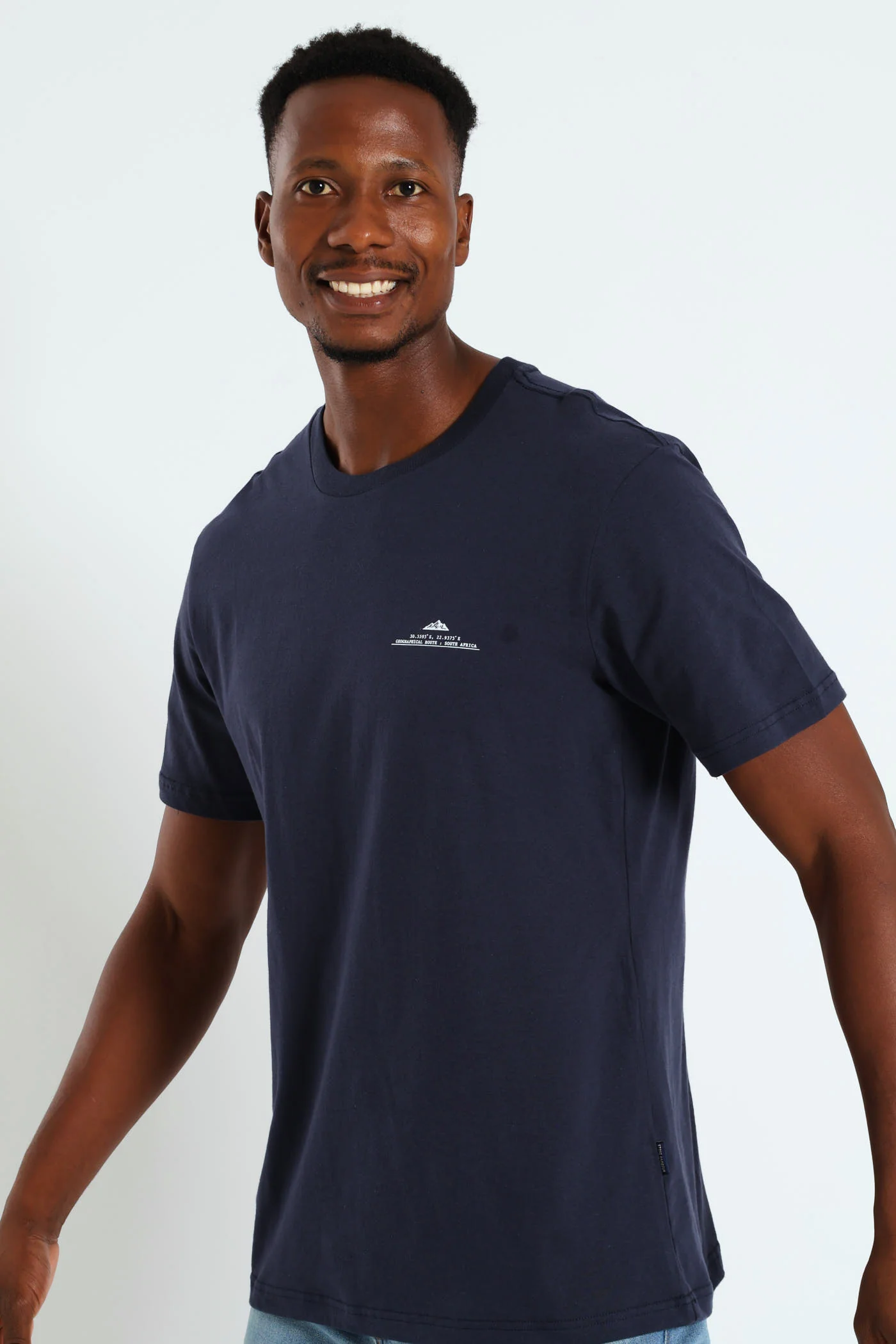 Geographical Front & Back Print Tee - Navy - Image 3