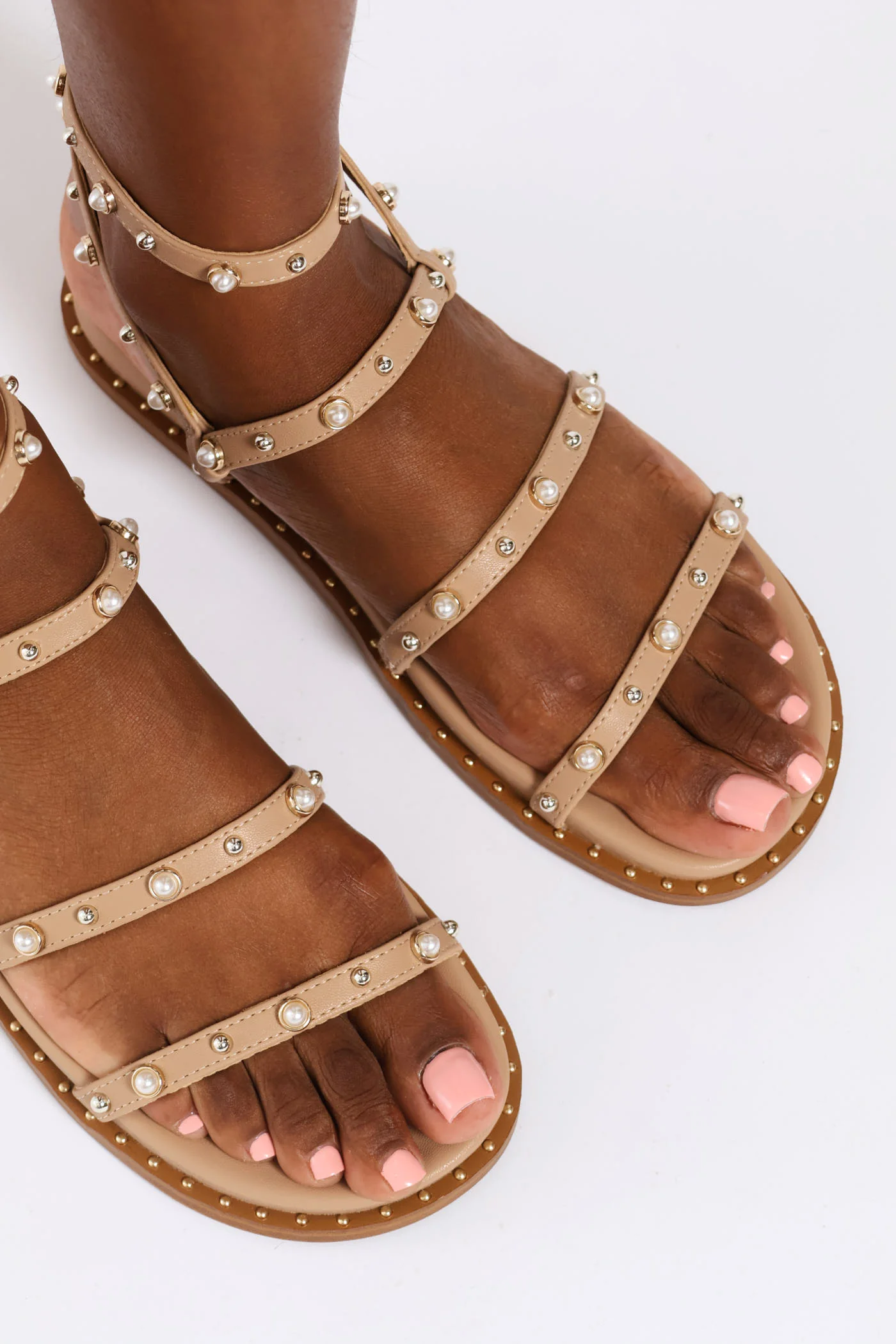 Stormie Embellished Leather Gladiator Sandal - Tan - Image 2
