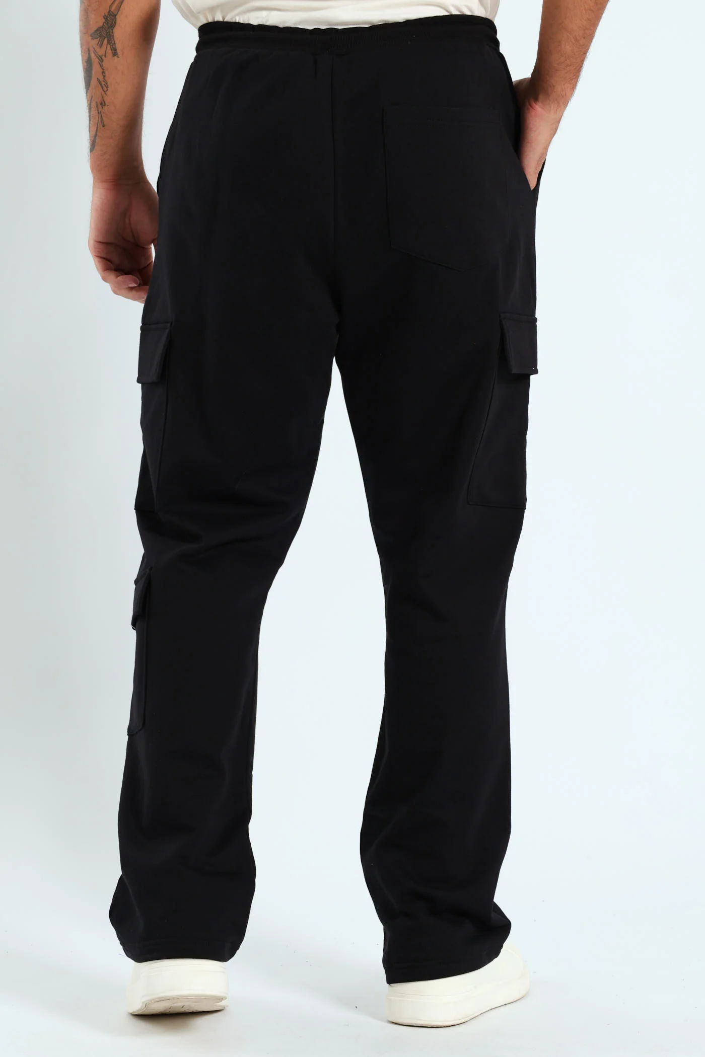 Straight Leg Cargo Fleece Jogger - Black - Image 3