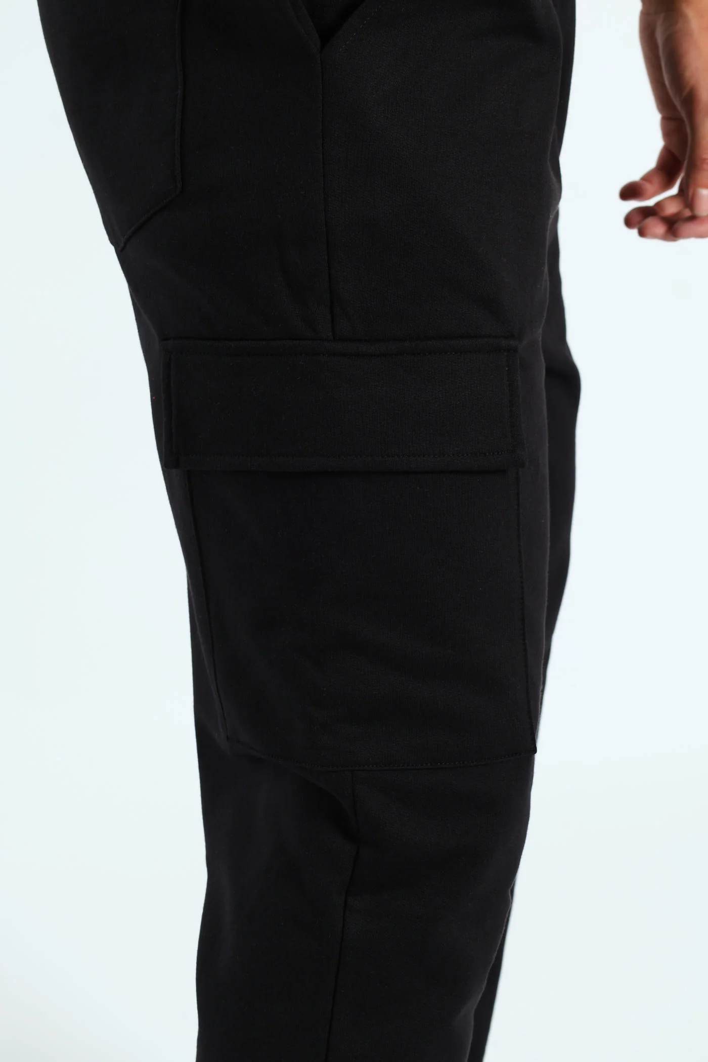 Straight Leg Cargo Fleece Jogger - Black - Image 4