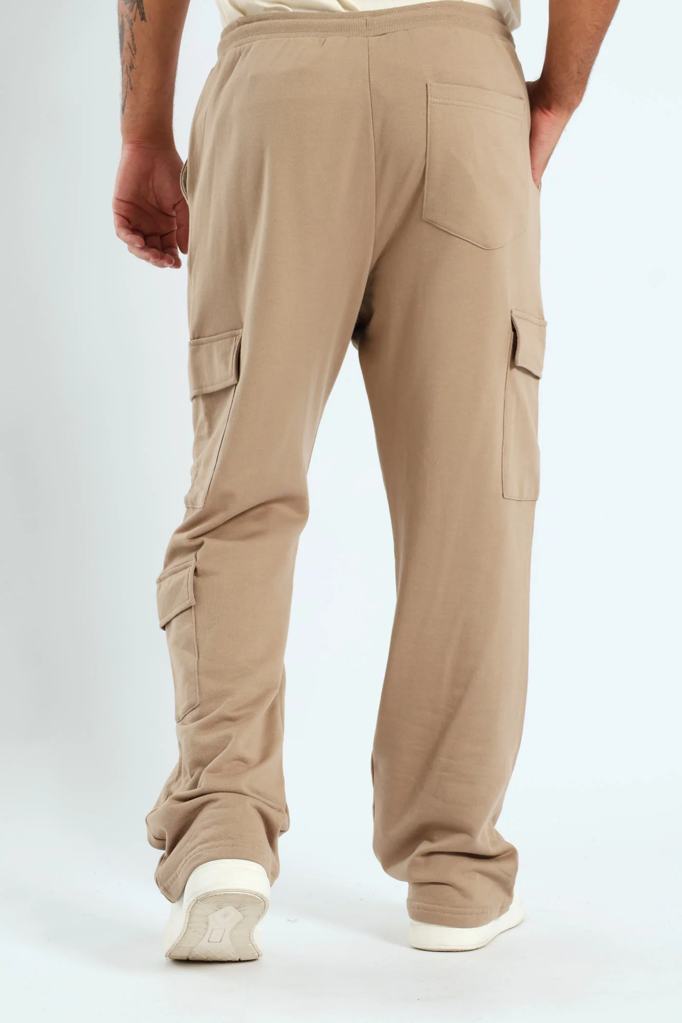 Straight Leg Cargo Fleece Jogger - Stone - Image 3