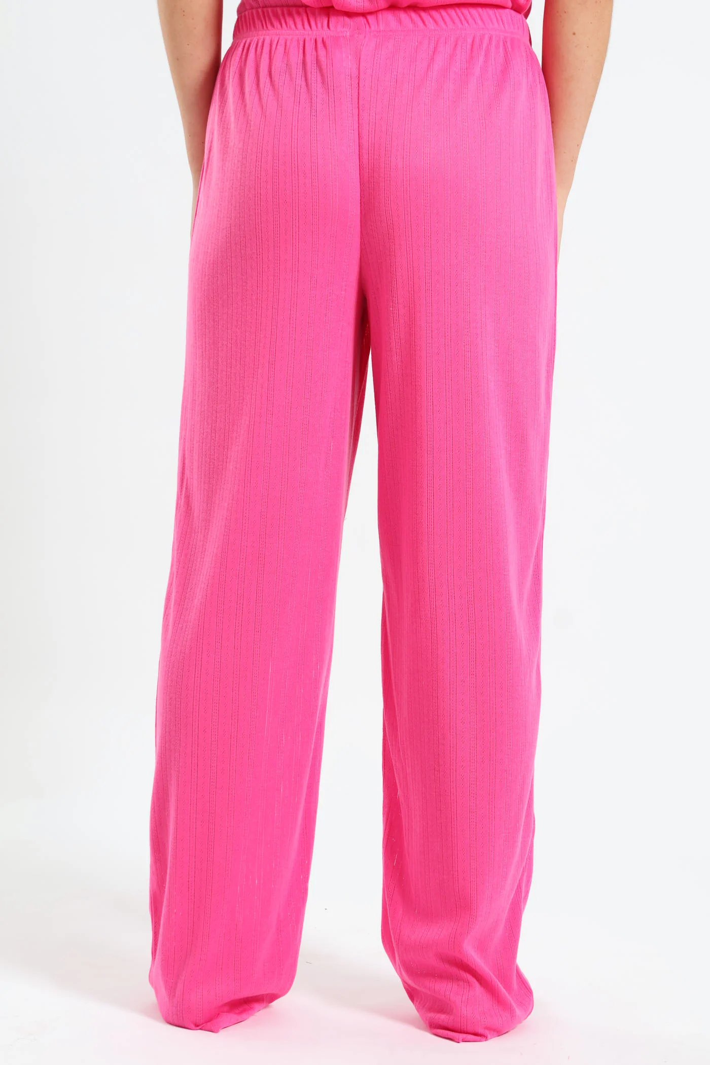 Straight Leg Pointelle Pant - Pink - Image 4