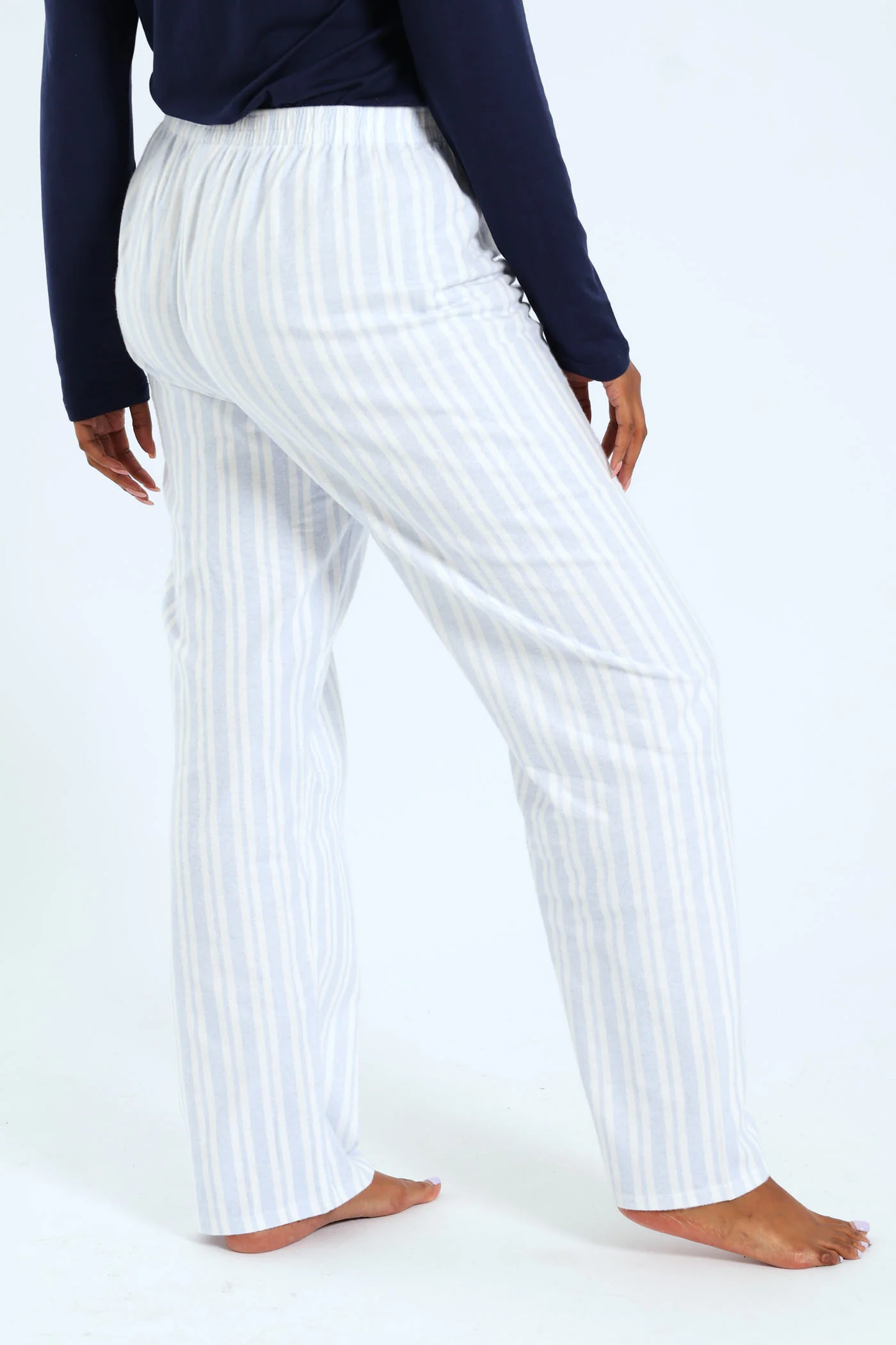Straight Leg Stripe Flannel Pant - White/Blue - Image 2