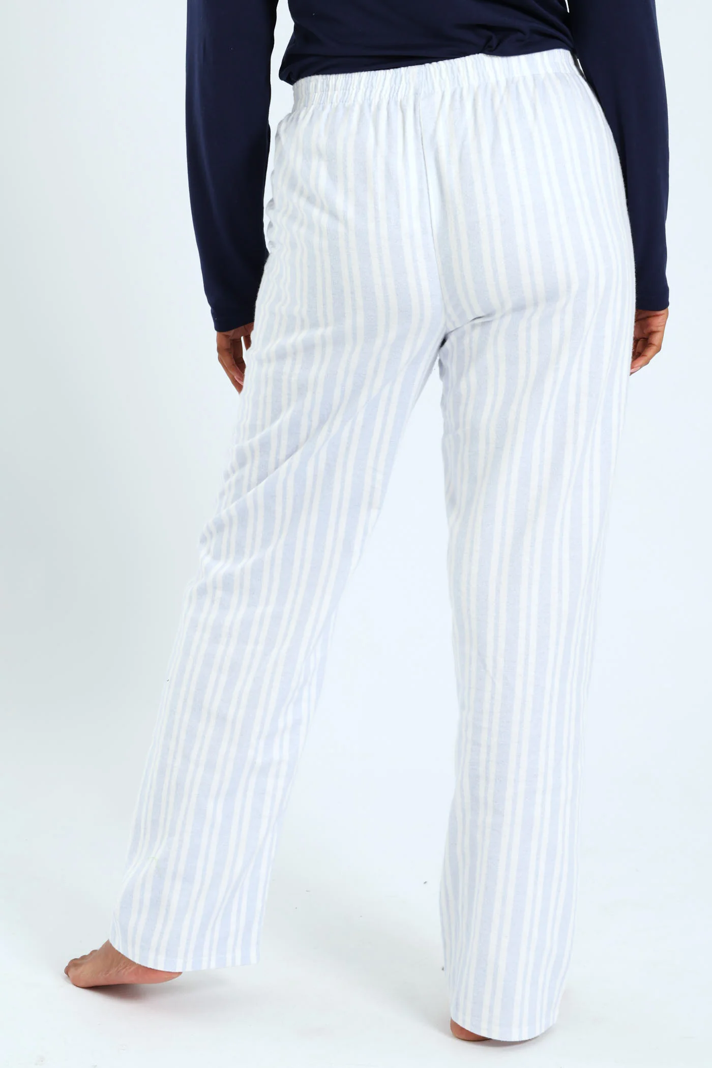 Straight Leg Stripe Flannel Pant - White/Blue - Image 3