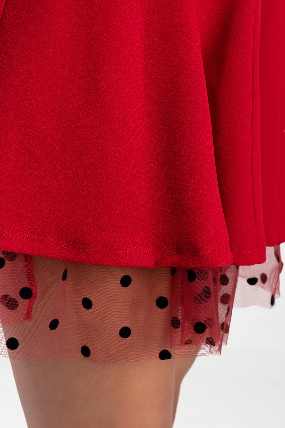 Straight Neckline Bow Detail Mini Dress - Red - Image 5