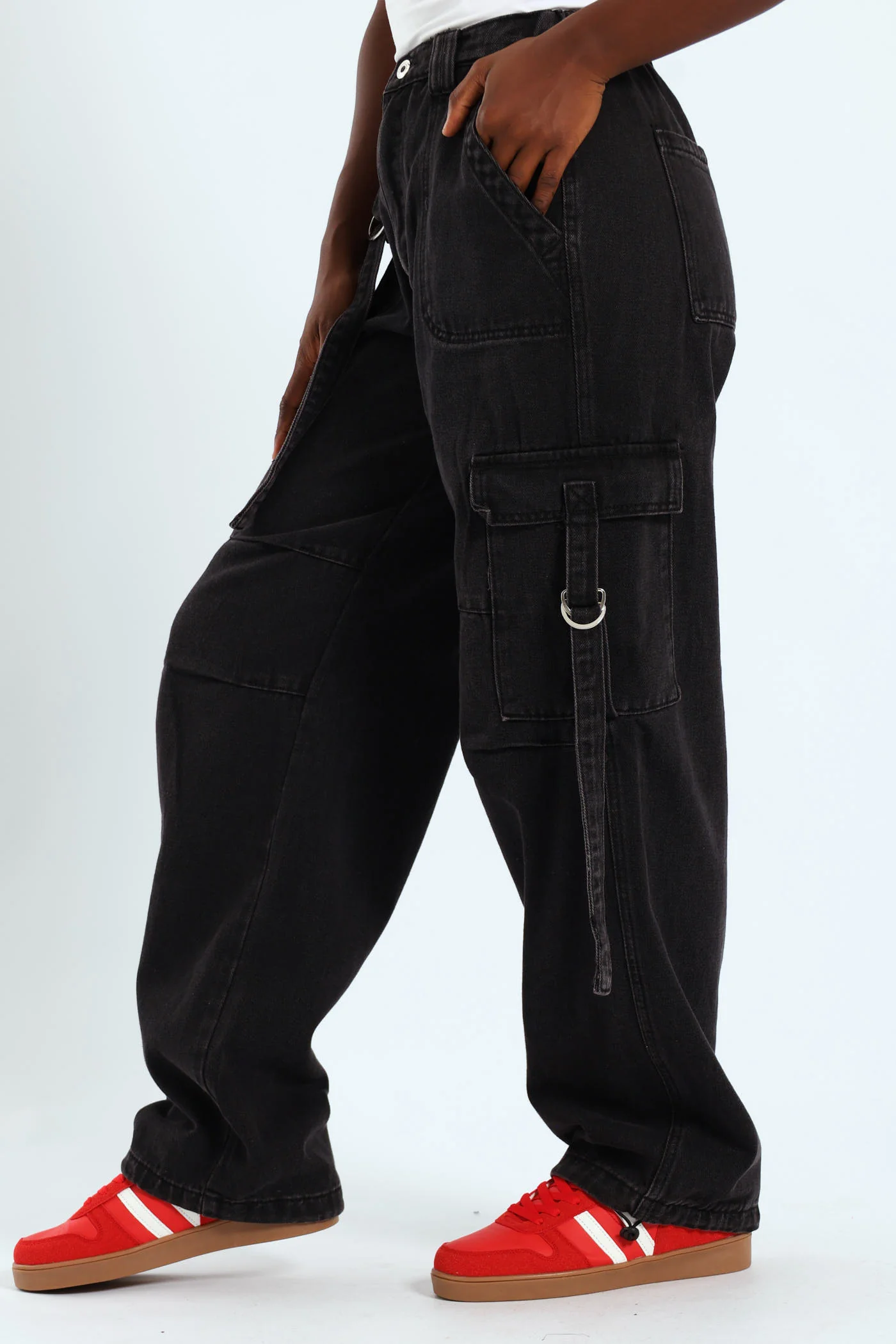 Strap Cargo Jean - Black Rinse Wash - Image 3