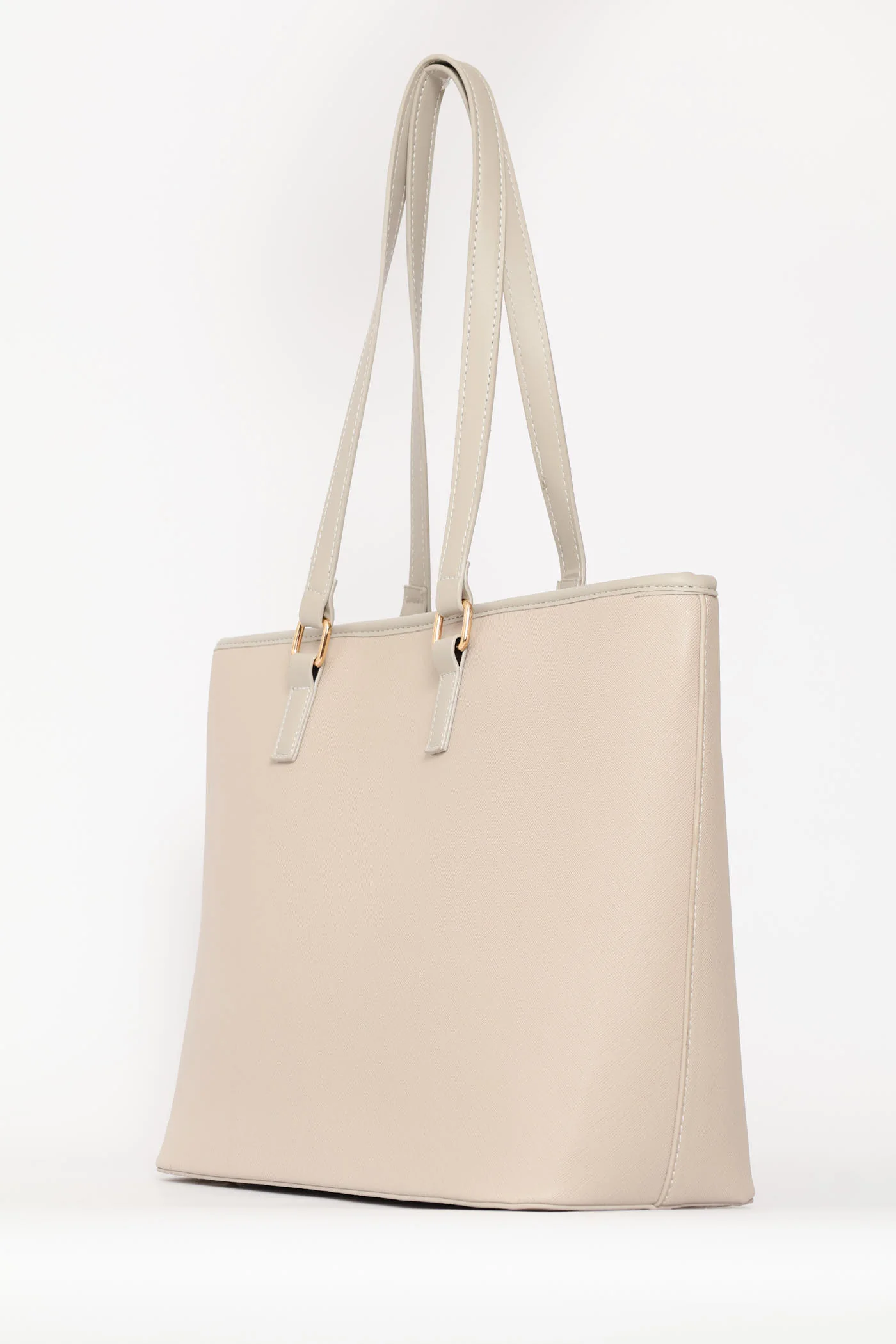 Strap Detail Shopper Bag - Grey/Stone - Image 3