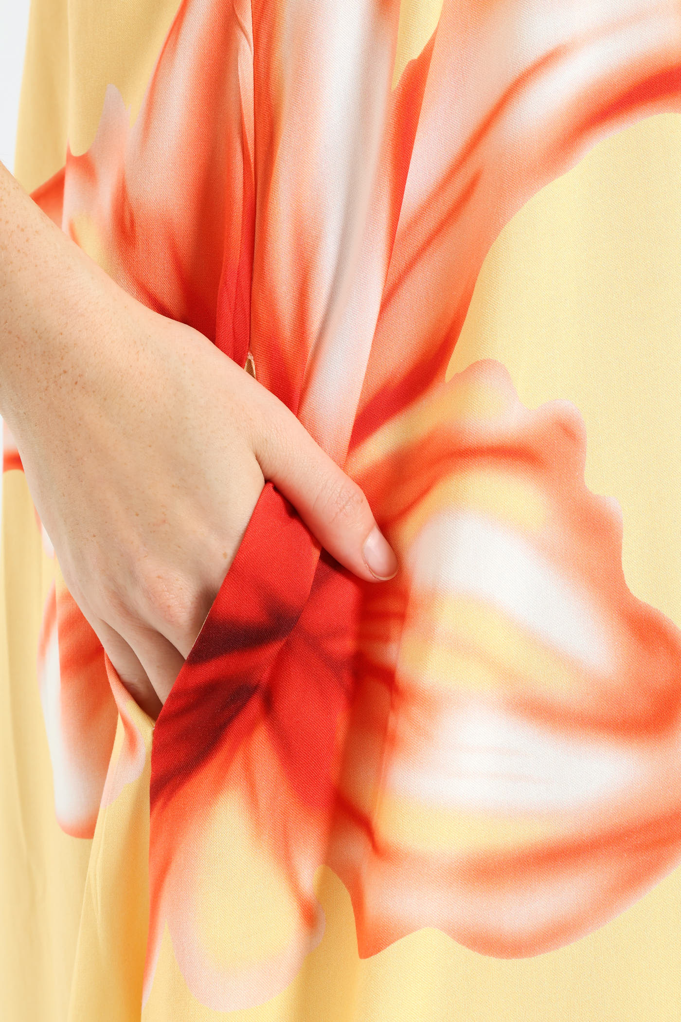 Strappy A-Line Hyper Floral Slip Midi Dress - Light Yellow - Image 2